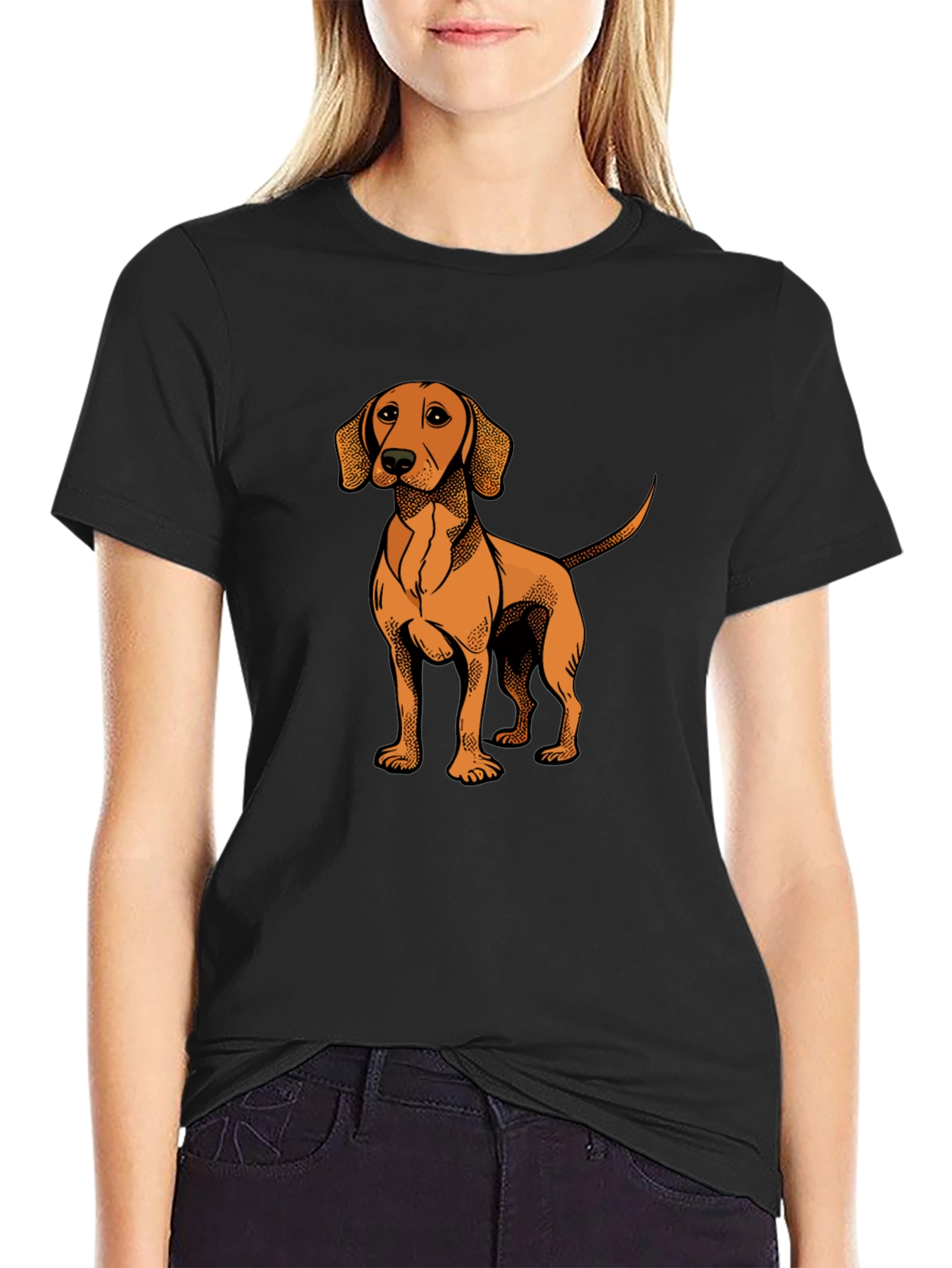 Dog Graphic T-Shirt - Mens Black Cotton Tee