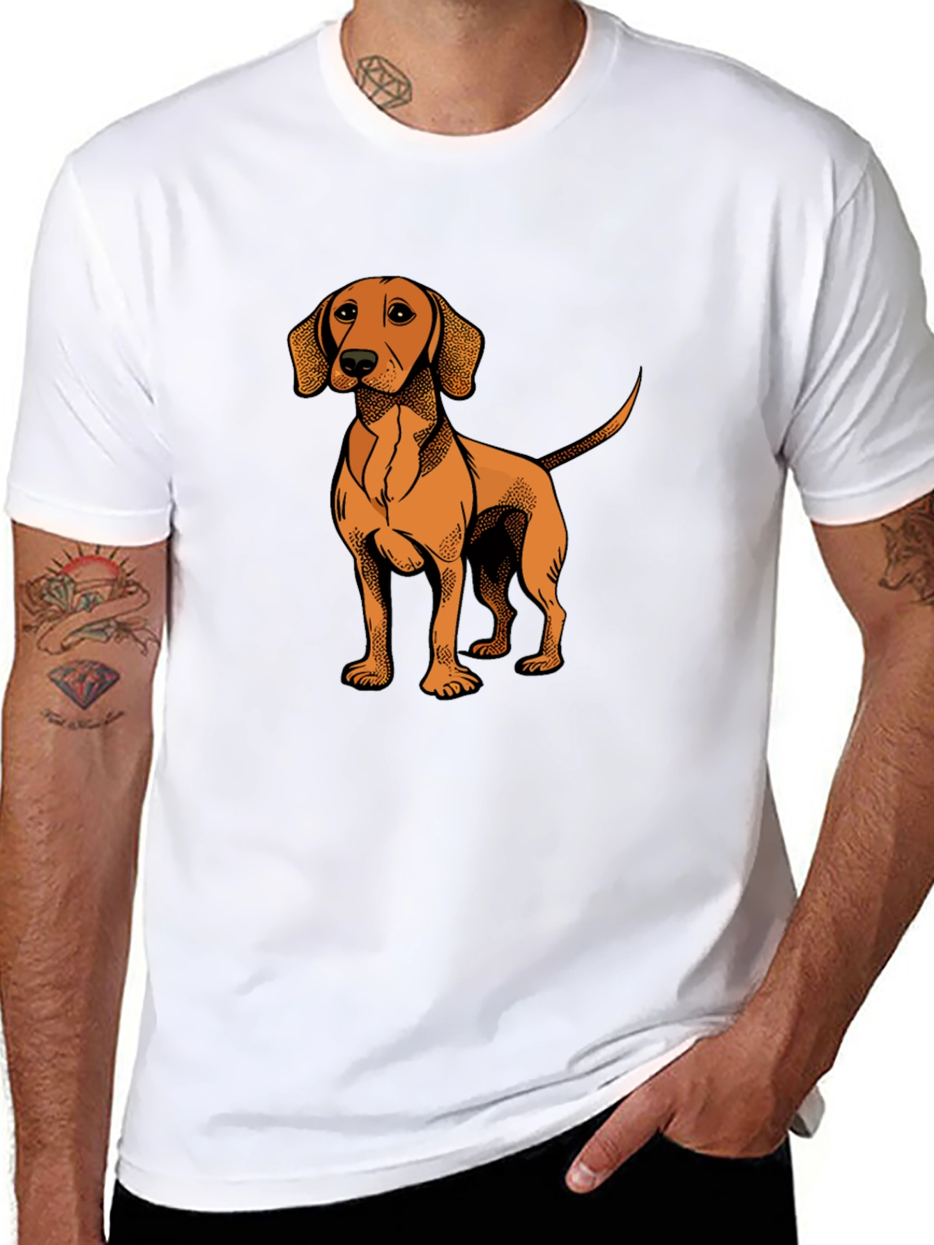 Dog Graphic T-Shirt - Mens Black Cotton Tee
