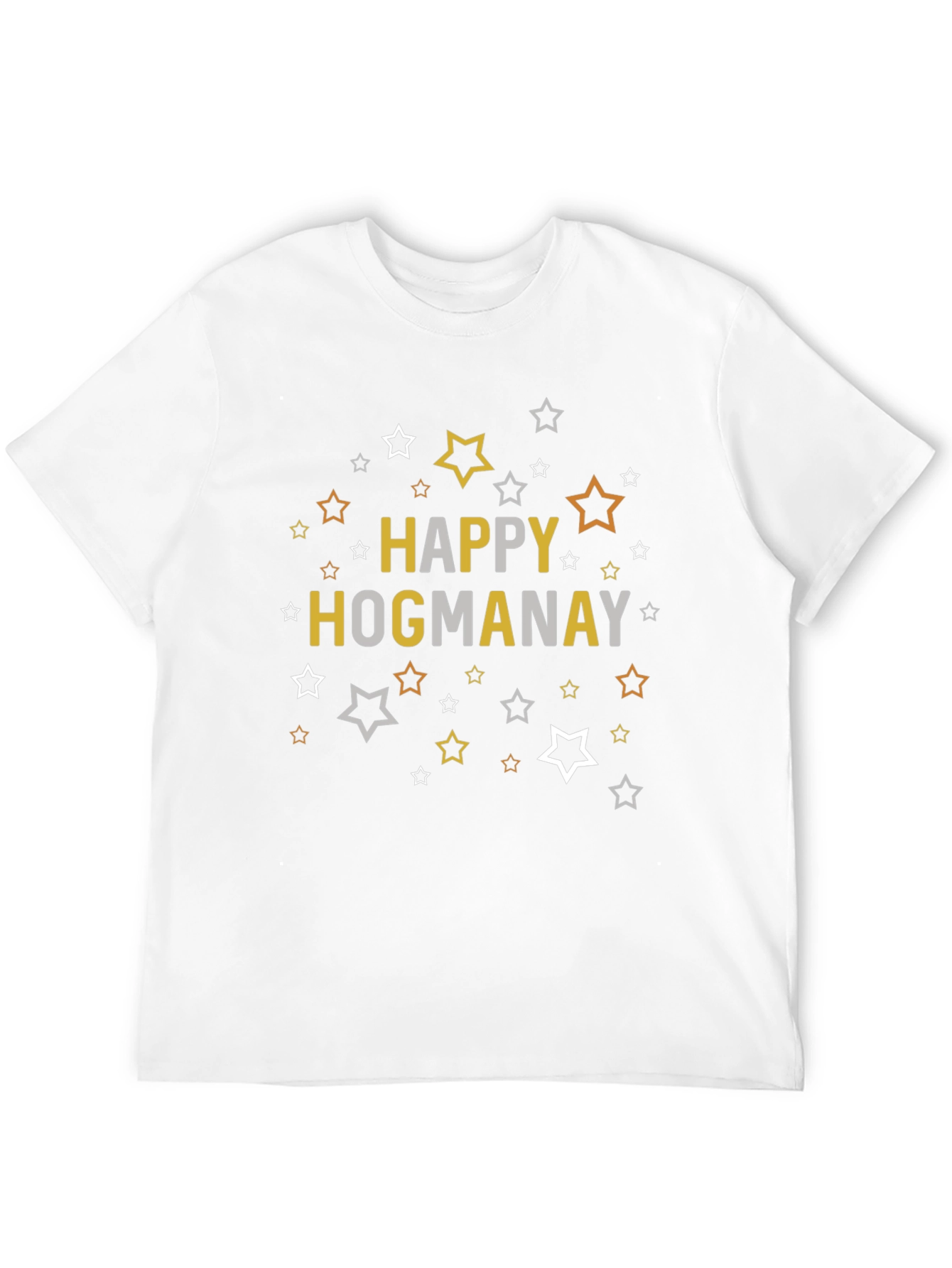 Happy Hogmanay Black T-Shirt with Star Graphics