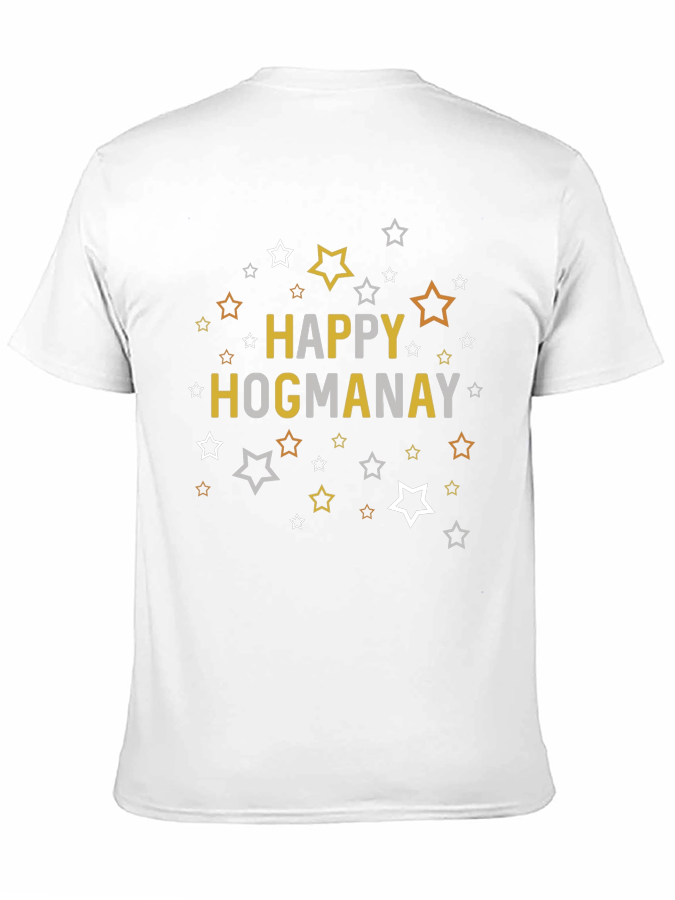 Happy Hogmanay Black T-Shirt with Star Graphics