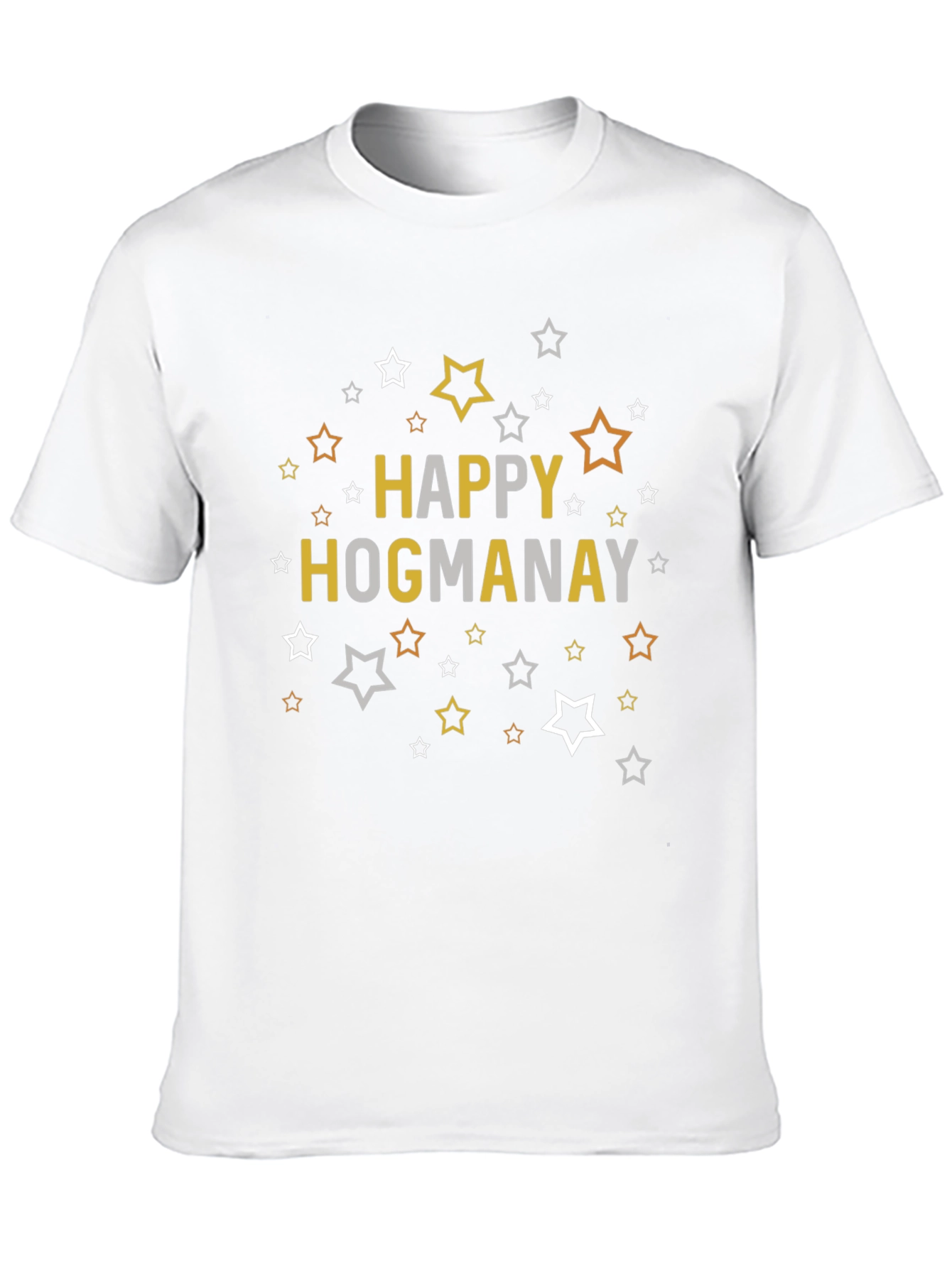 Happy Hogmanay Black T-Shirt with Star Graphics