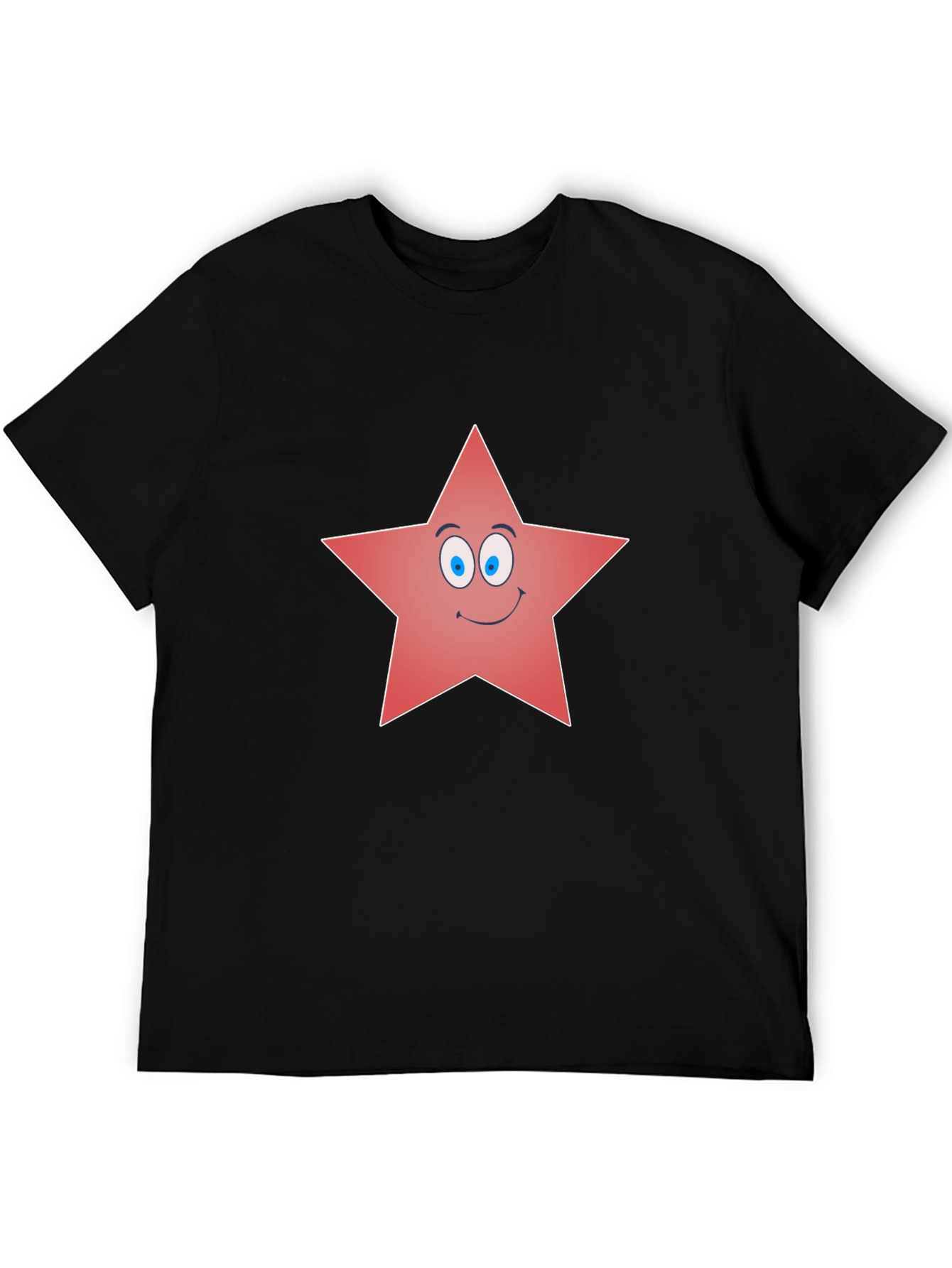 Funny Star Graphic Tee - Black Cotton Blend Shirt
