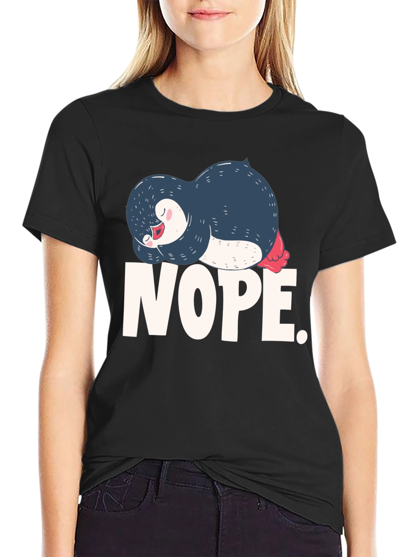 Nope Penguin Graphic Tee - Comfy Relaxed Fit