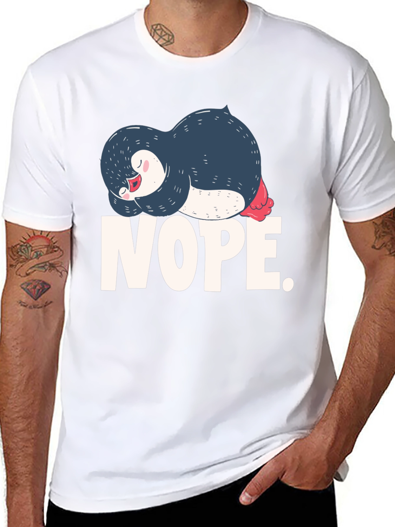 Nope Penguin Graphic Tee - Comfy Relaxed Fit