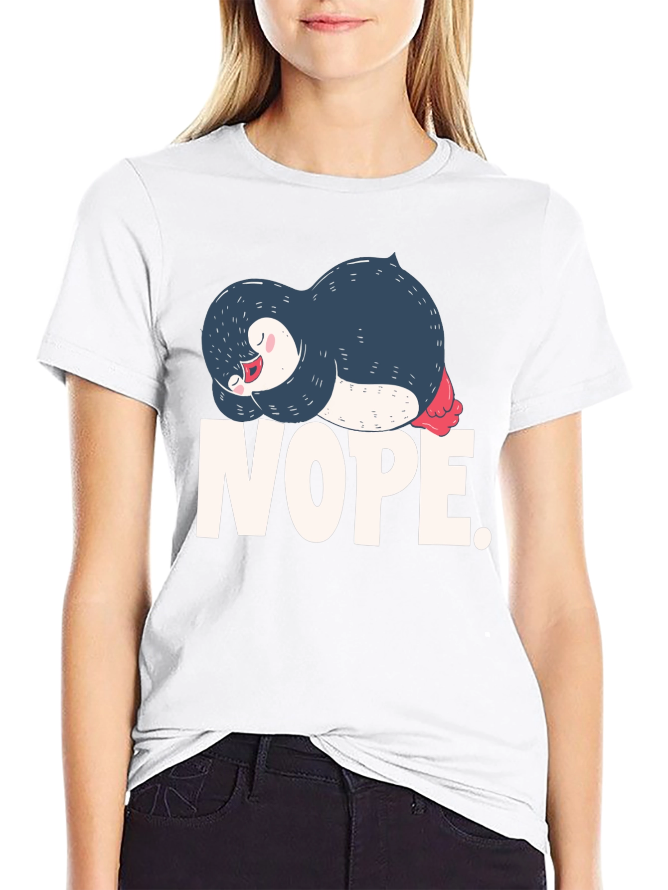 Nope Penguin Graphic Tee - Comfy Relaxed Fit