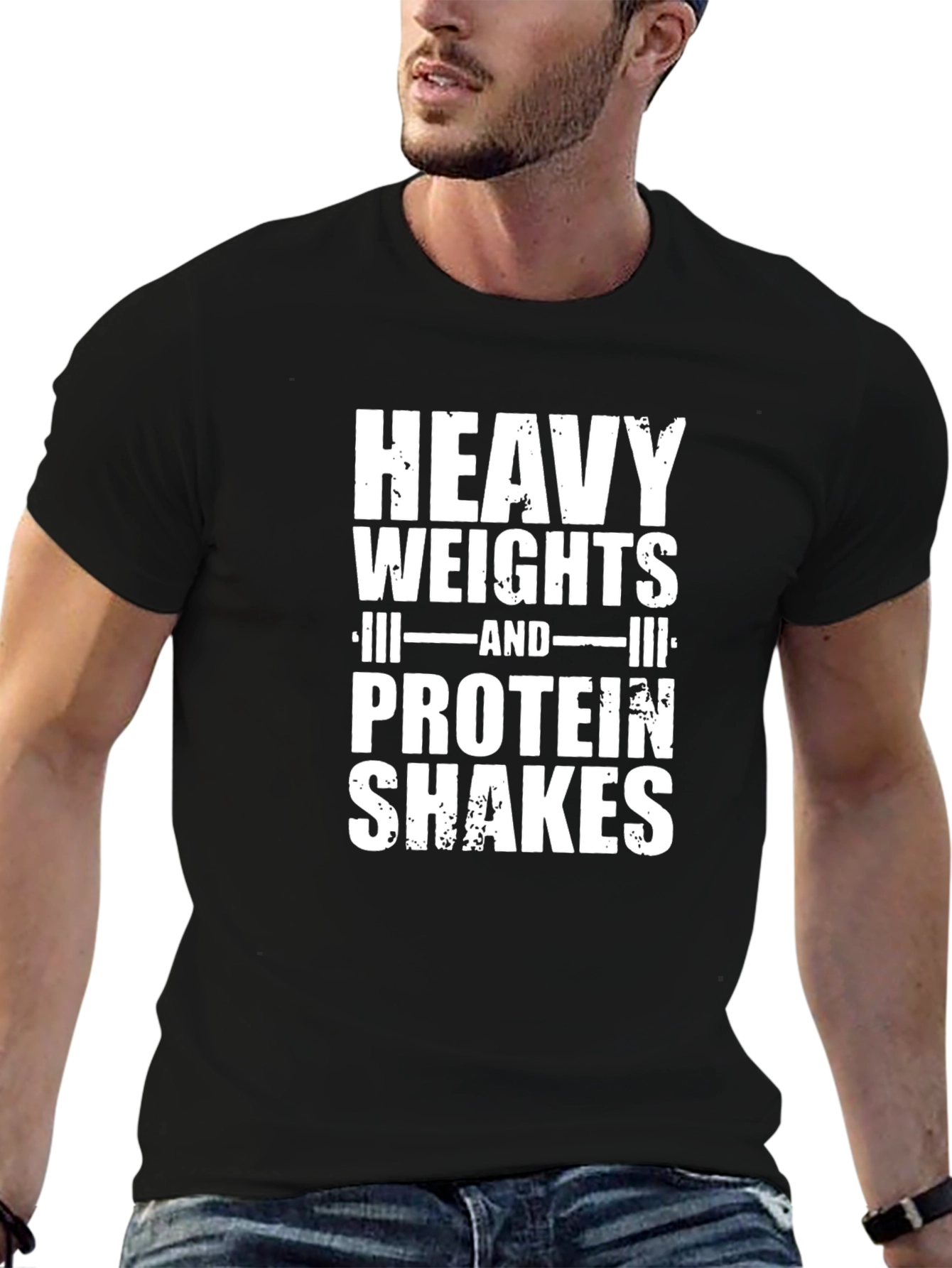 Heavy Weights & Protein Shakes Black Graphic Tee