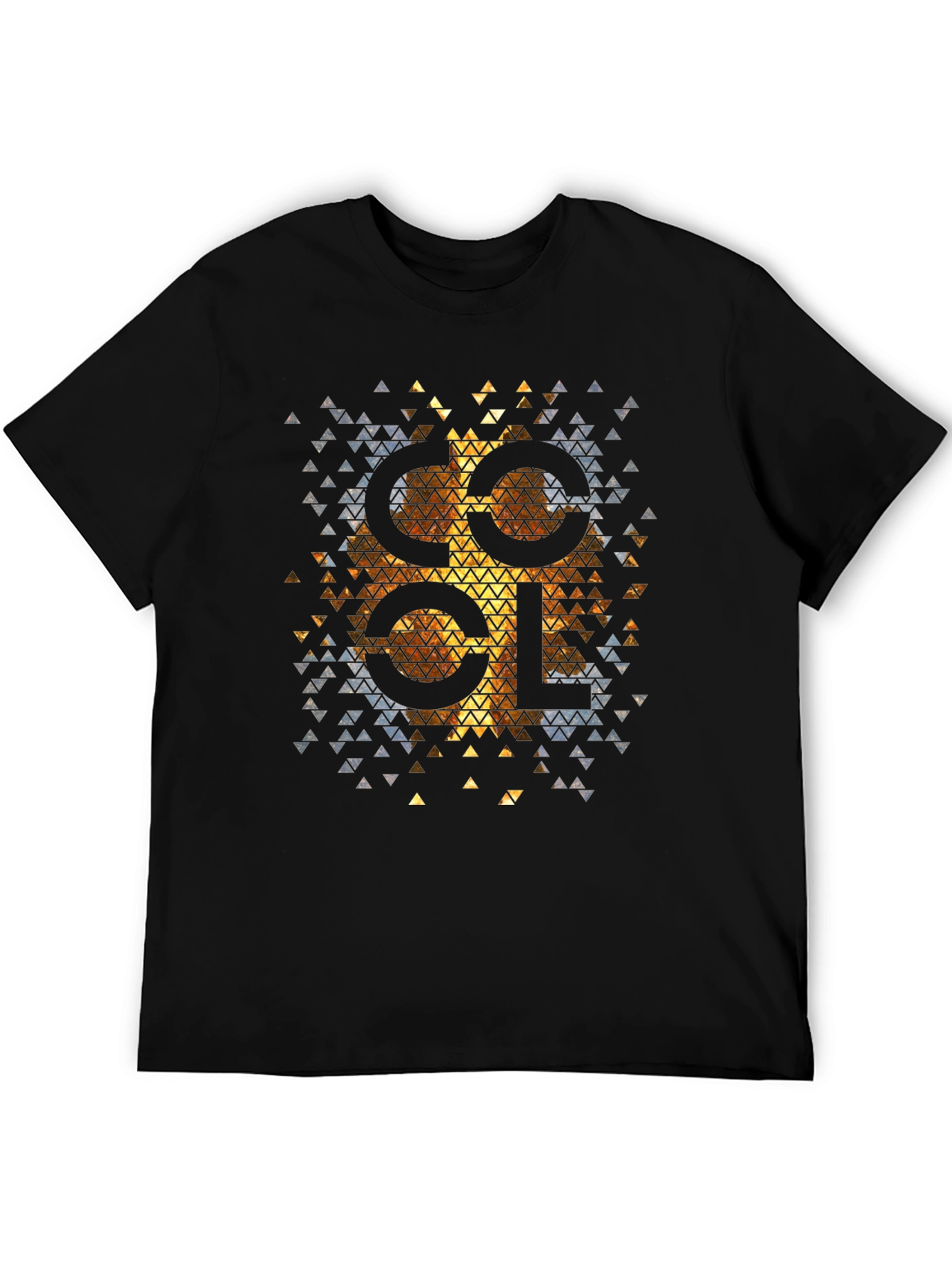 Cool Geometric Triangle Pattern Black Tee