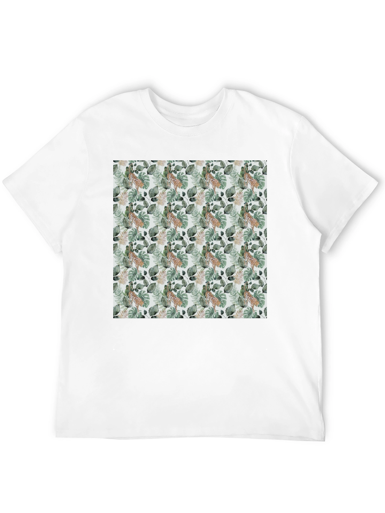 Tropical Leaves & Leopard Print Tee
