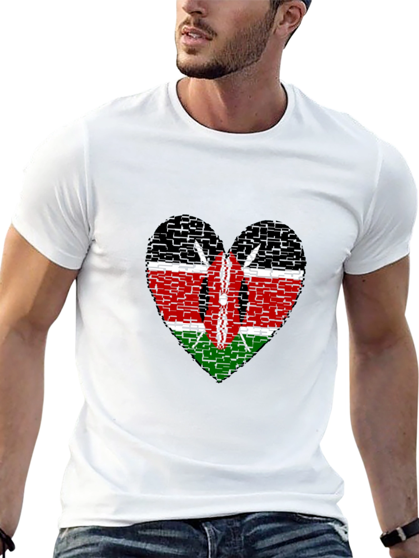 Kenya Flag Heart T-Shirt - Show Your Pride!