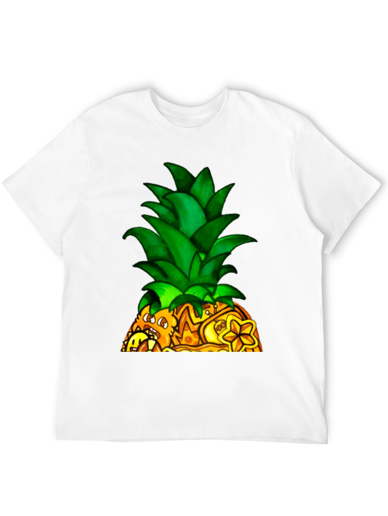 Novelty Pineapple Graphic Black T-Shirt