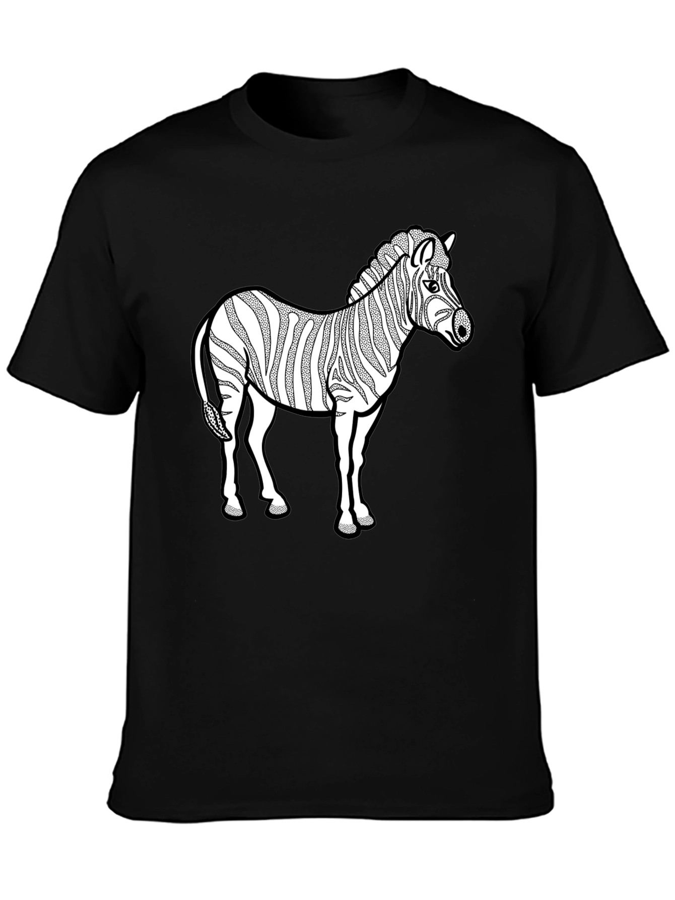 Zebra Graphic Print T-Shirt - Black