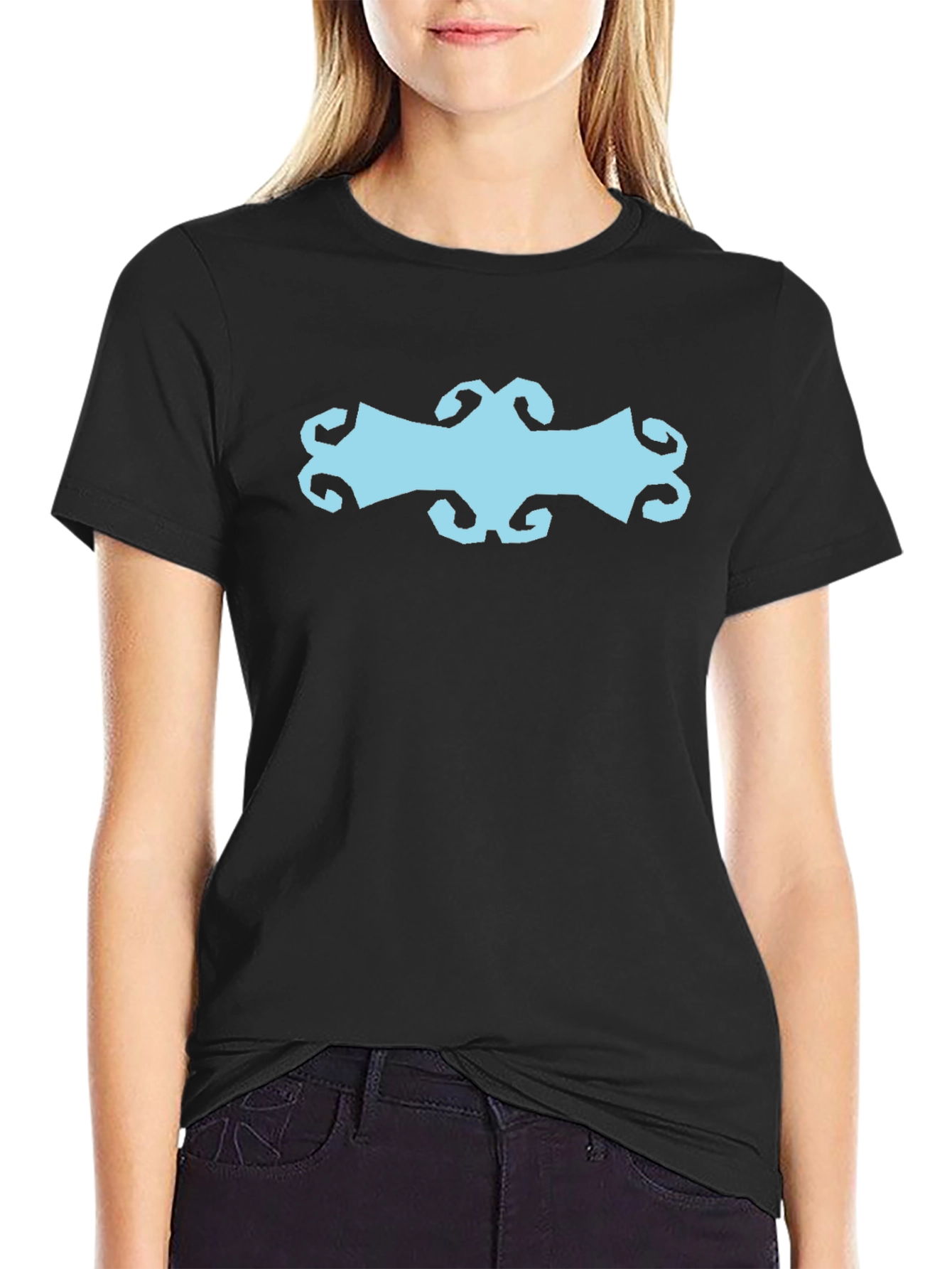 Abstract Graphic Print Black Cotton T-Shirt