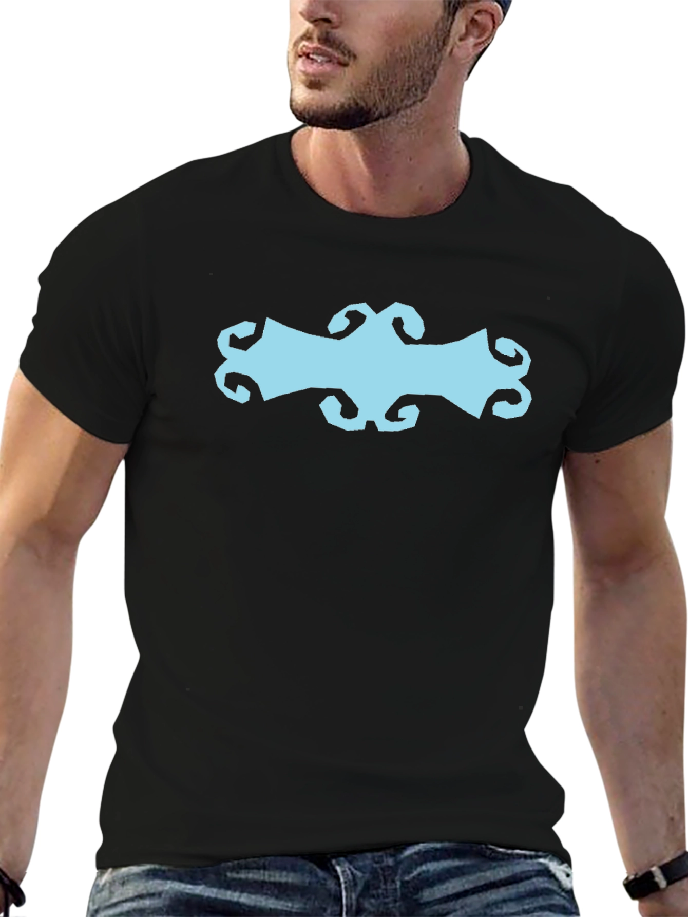 Abstract Graphic Print Black Cotton T-Shirt
