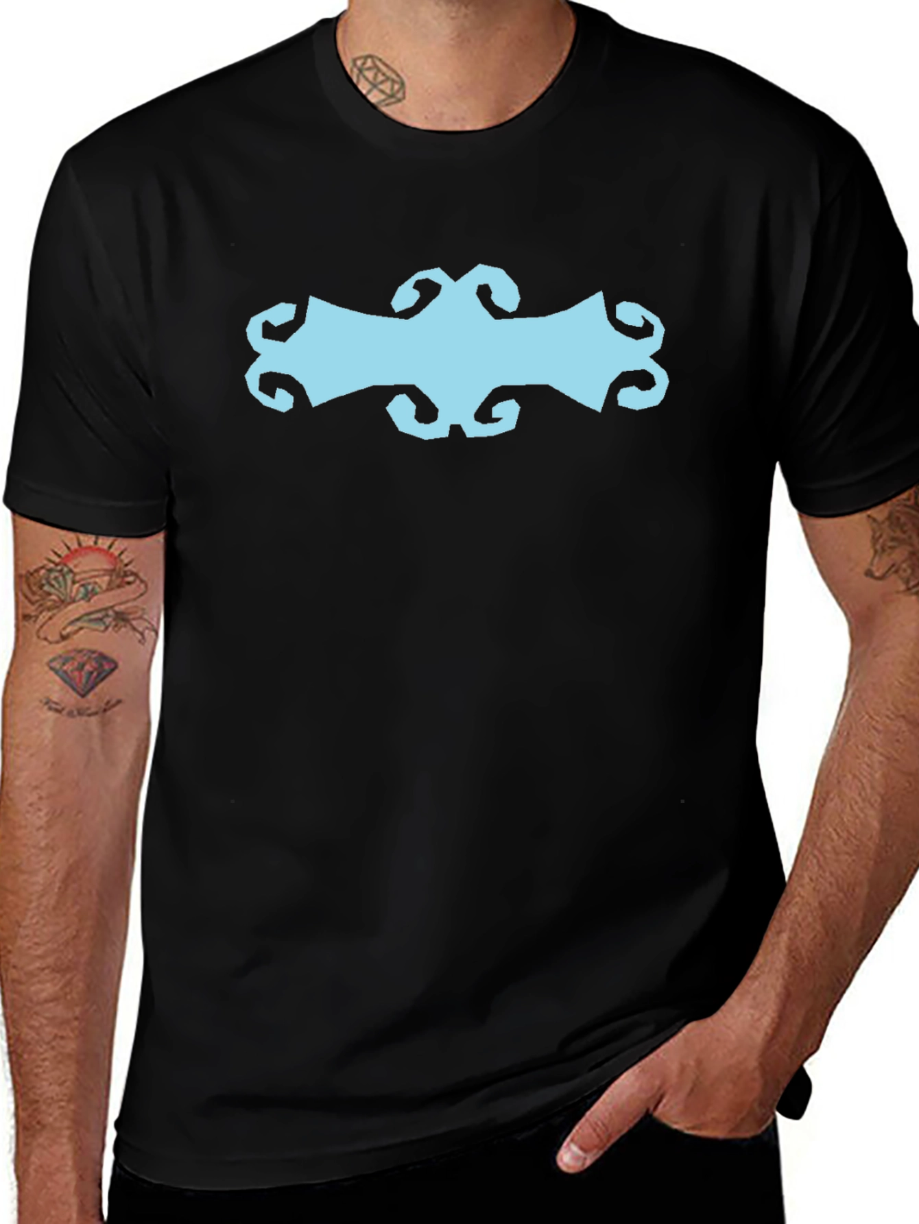 Abstract Graphic Print Black Cotton T-Shirt