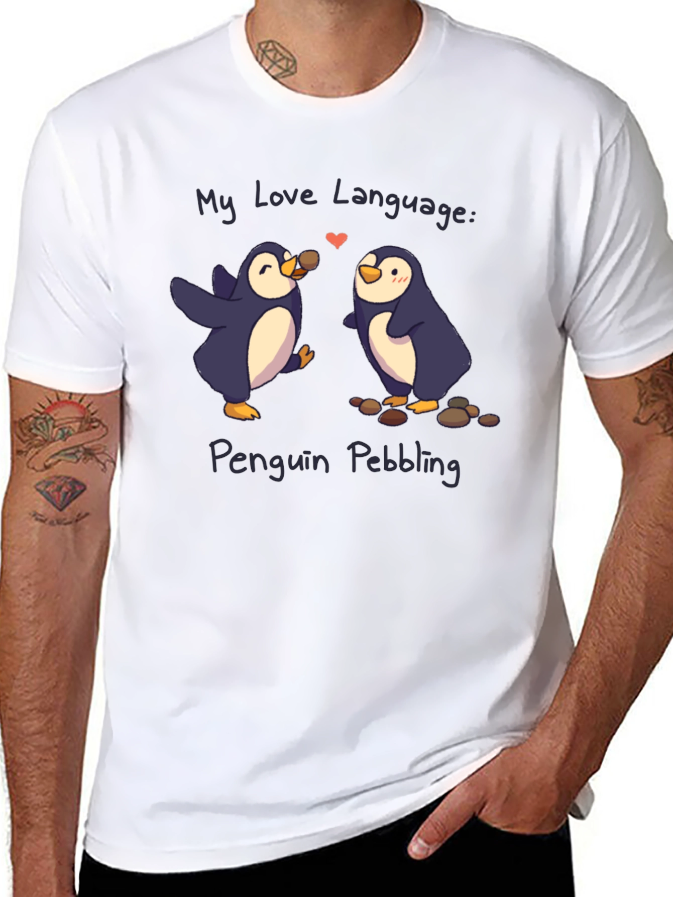 Penguin Pebbling Love Language T-Shirt