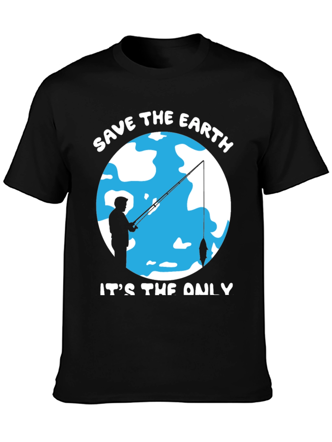 Save the Earth Graphic Tee Fishing Design