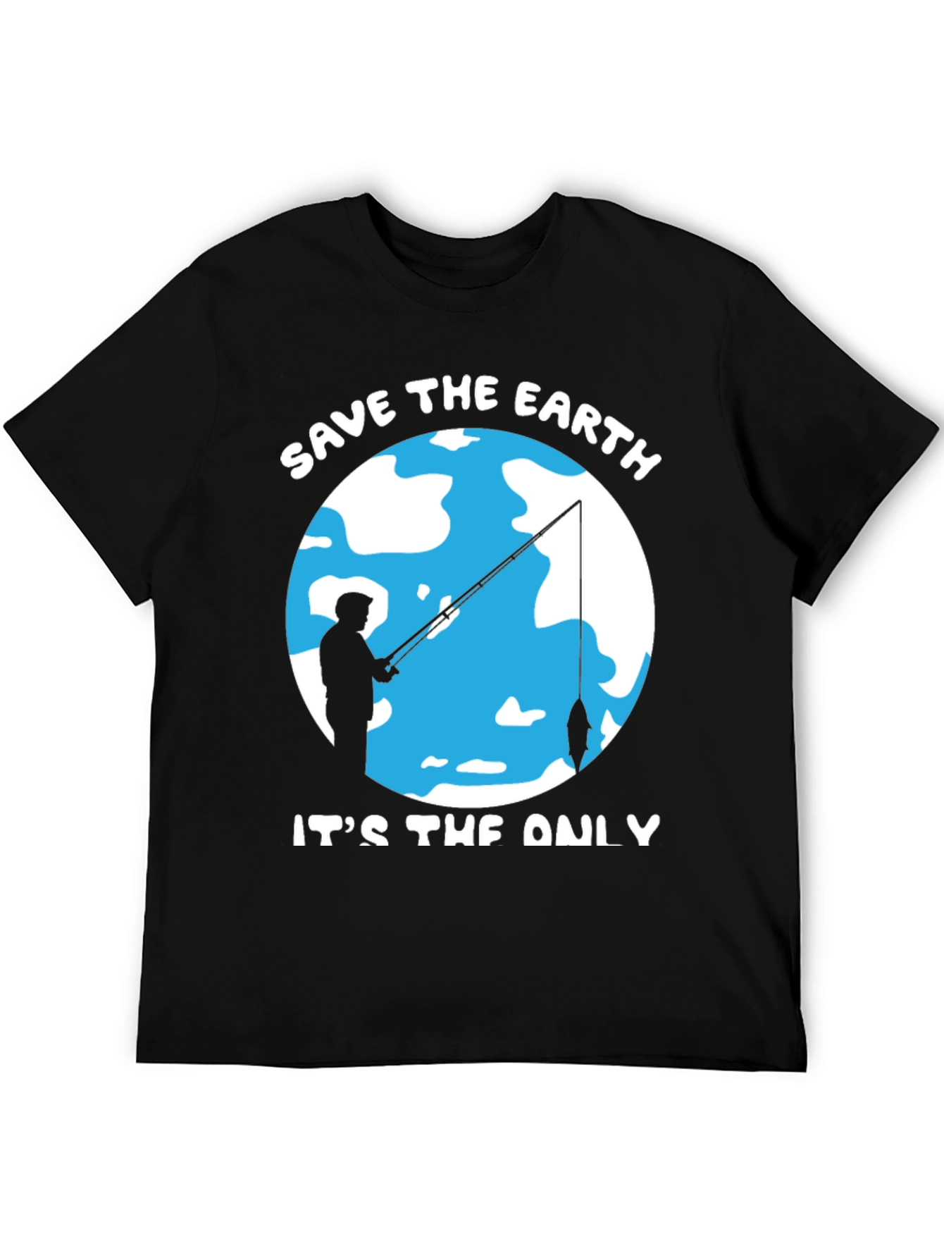 Save the Earth Graphic Tee Fishing Design