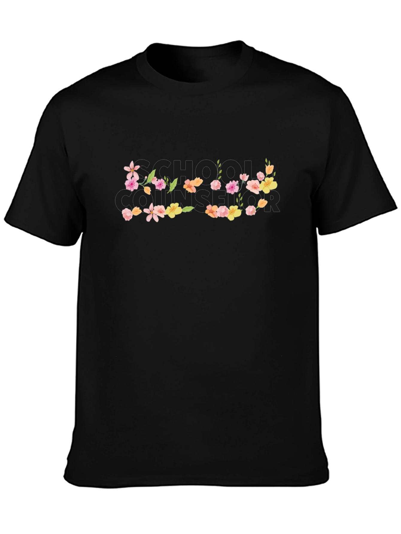 Floral Bonjour T-Shirt - Black