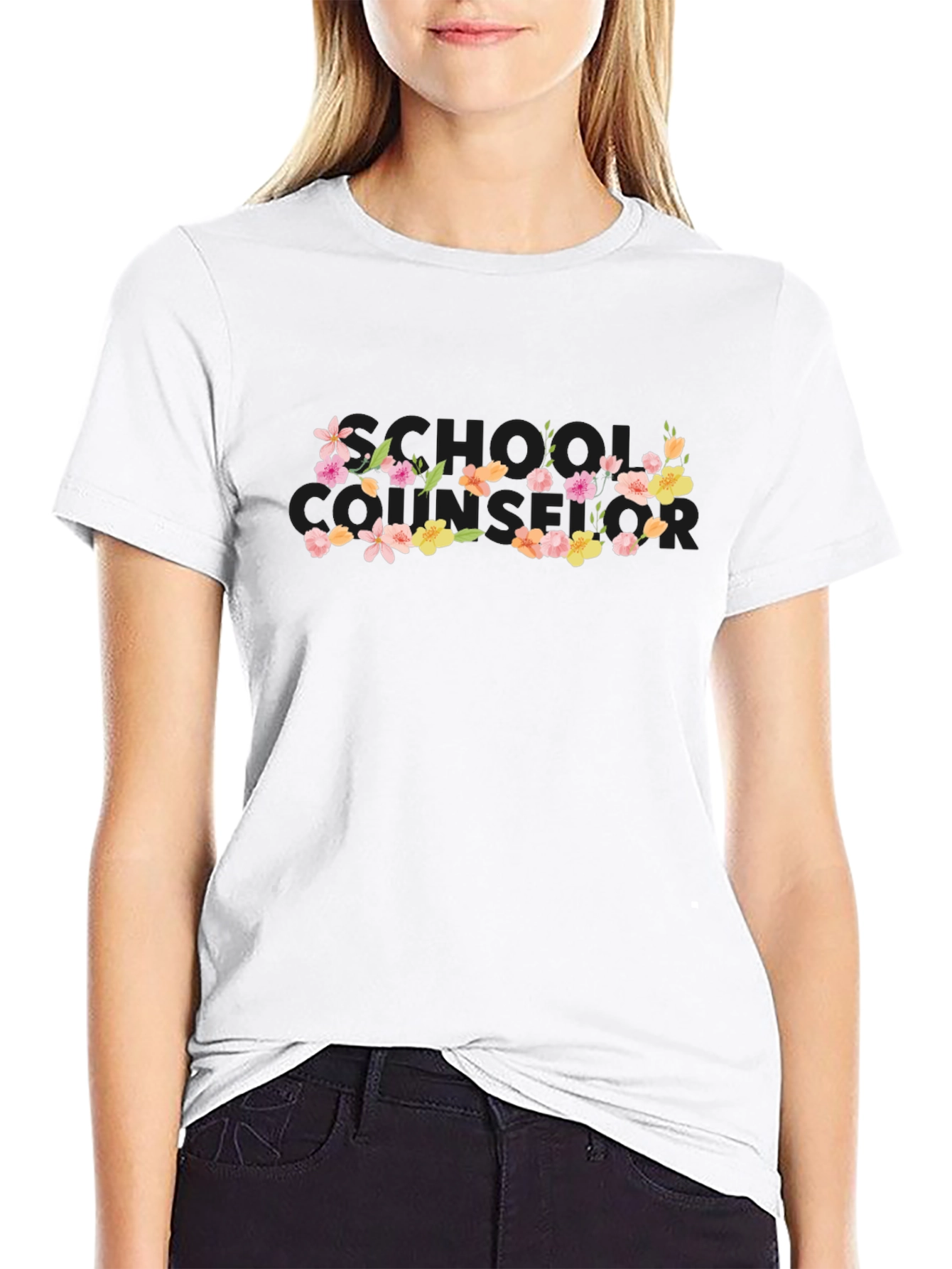 Floral Bonjour T-Shirt - Black