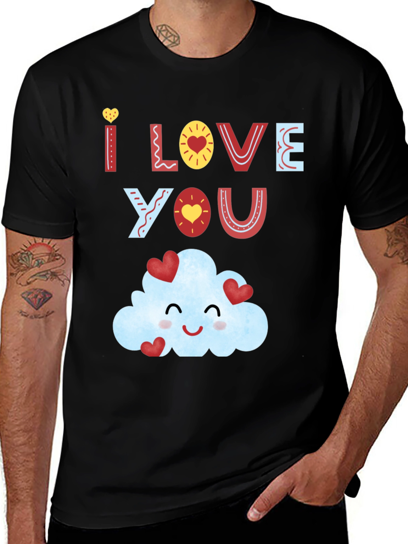 I Love You Cloud T-Shirt - Mens Black Tee
