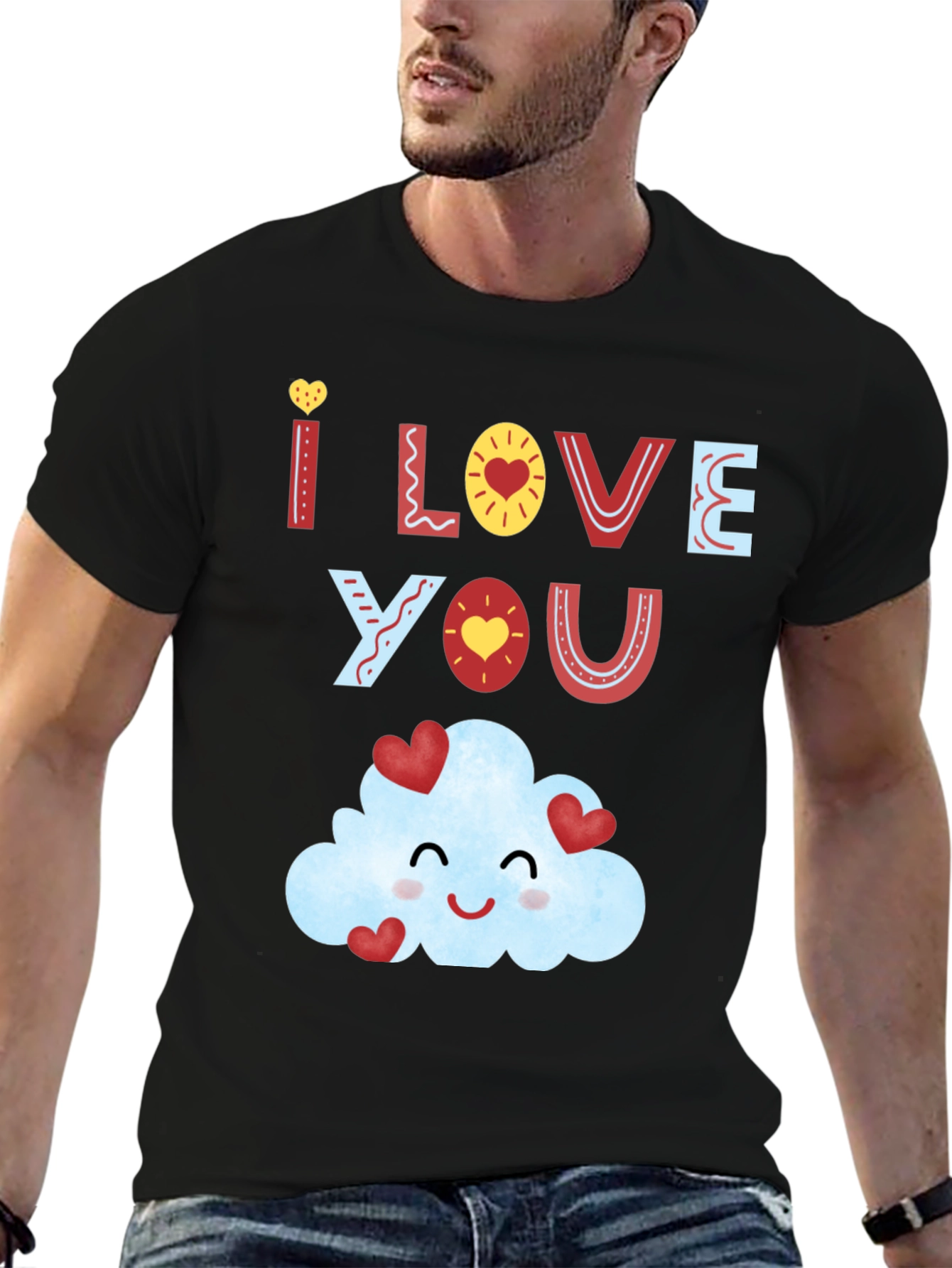 I Love You Cloud T-Shirt - Mens Black Tee