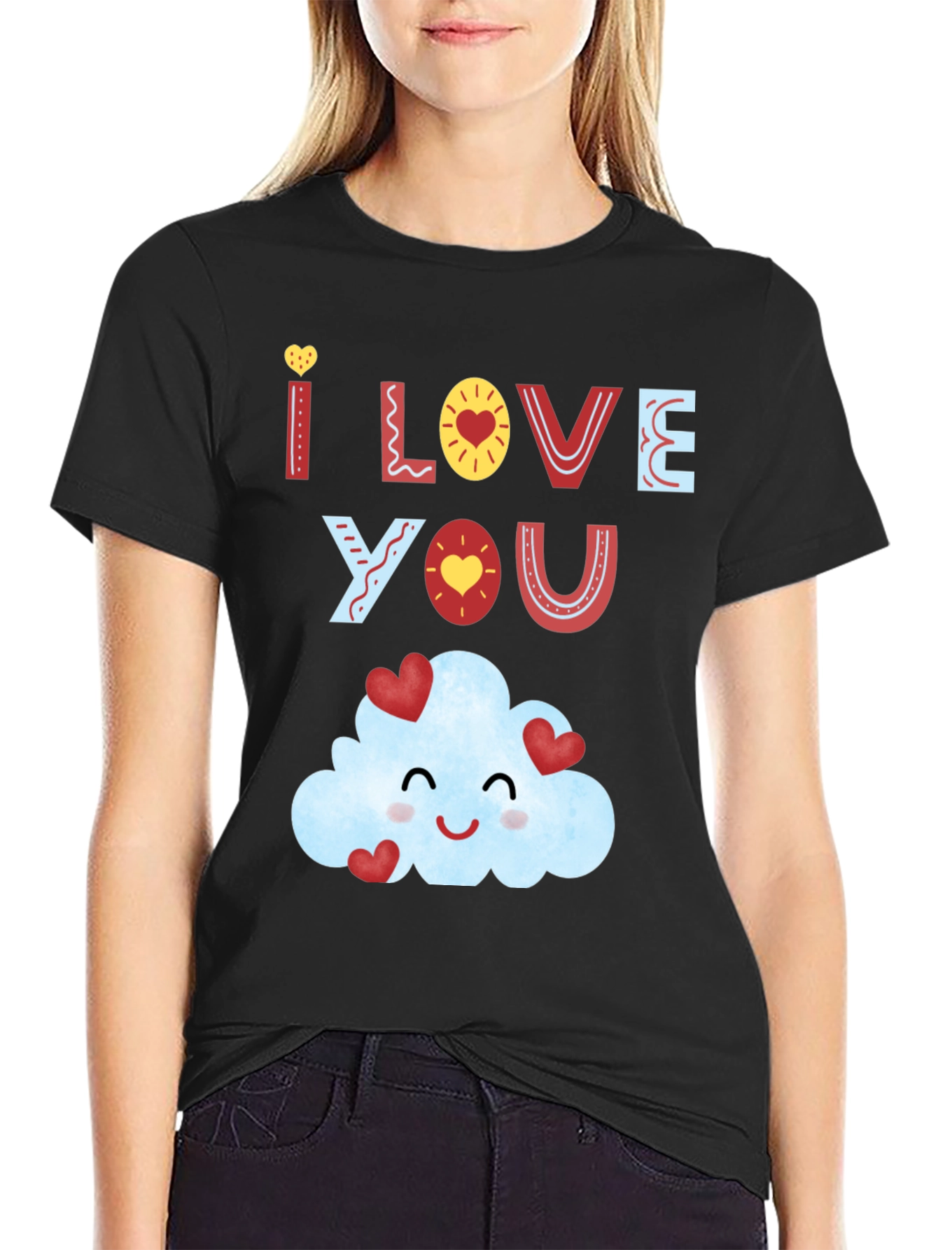 I Love You Cloud T-Shirt - Mens Black Tee