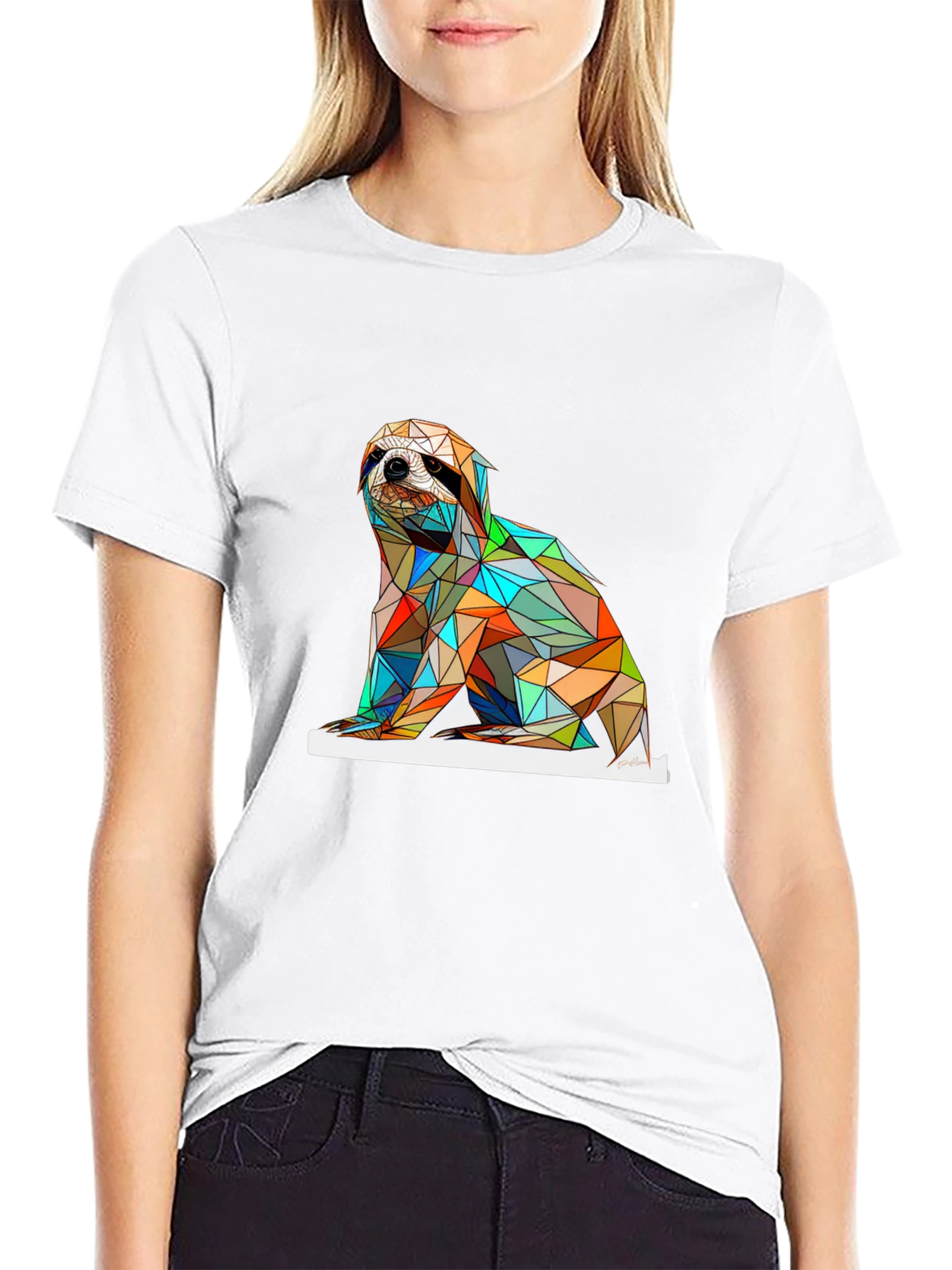 Geometric Sloth Graphic T-Shirt - Modern & Stylish