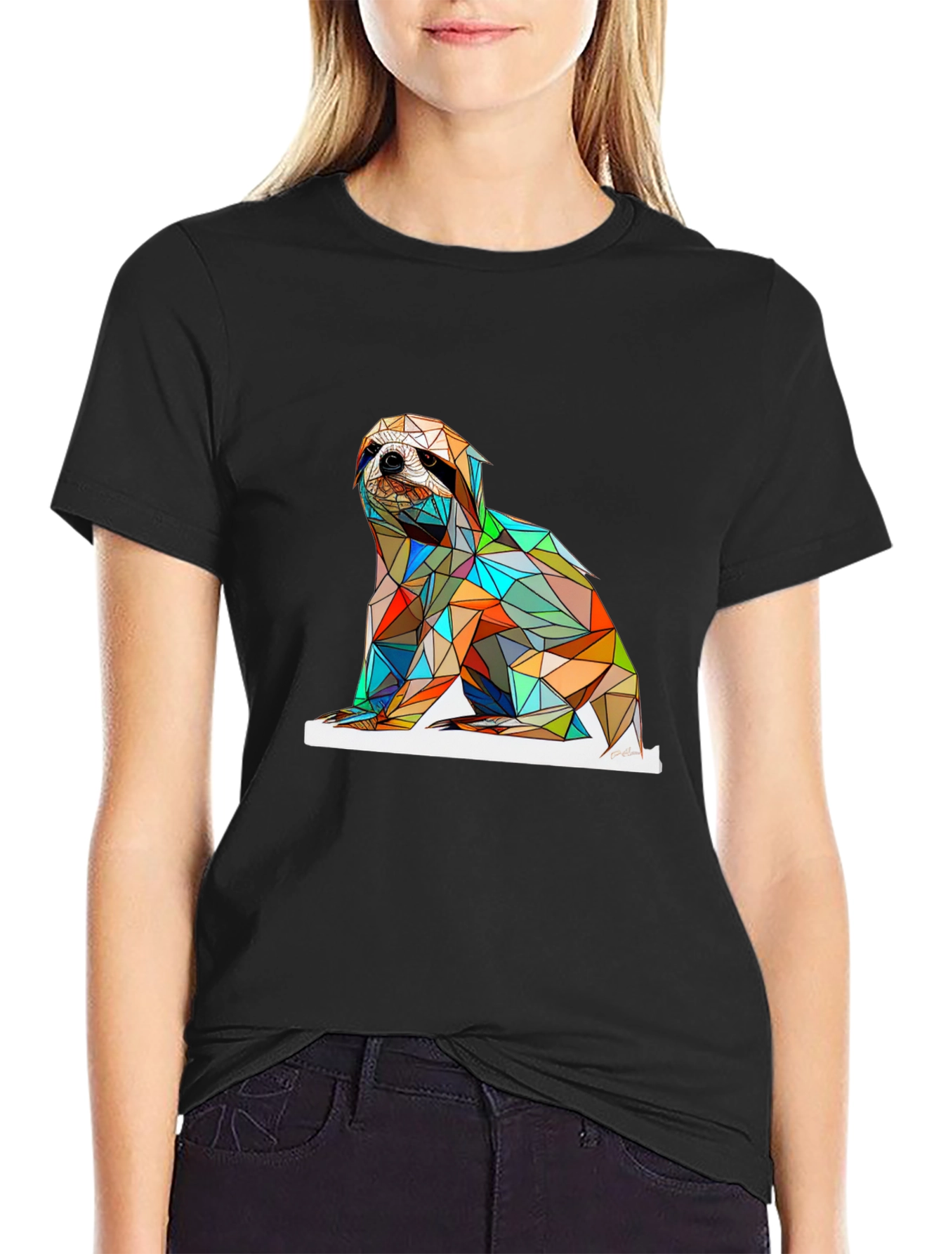 Geometric Sloth Graphic T-Shirt - Modern & Stylish