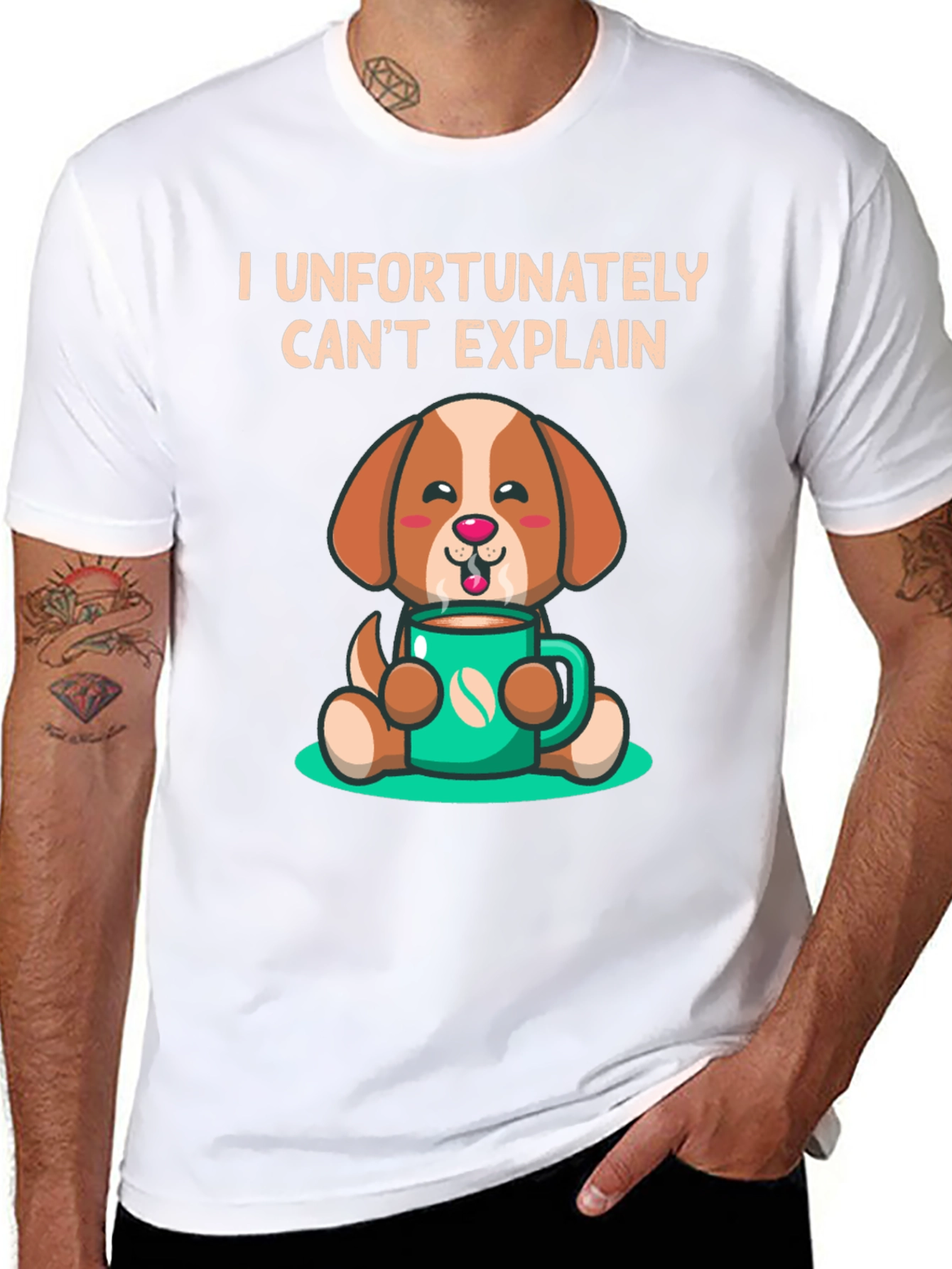 Funny Dog & Coffee T-Shirt - I Cant Explain