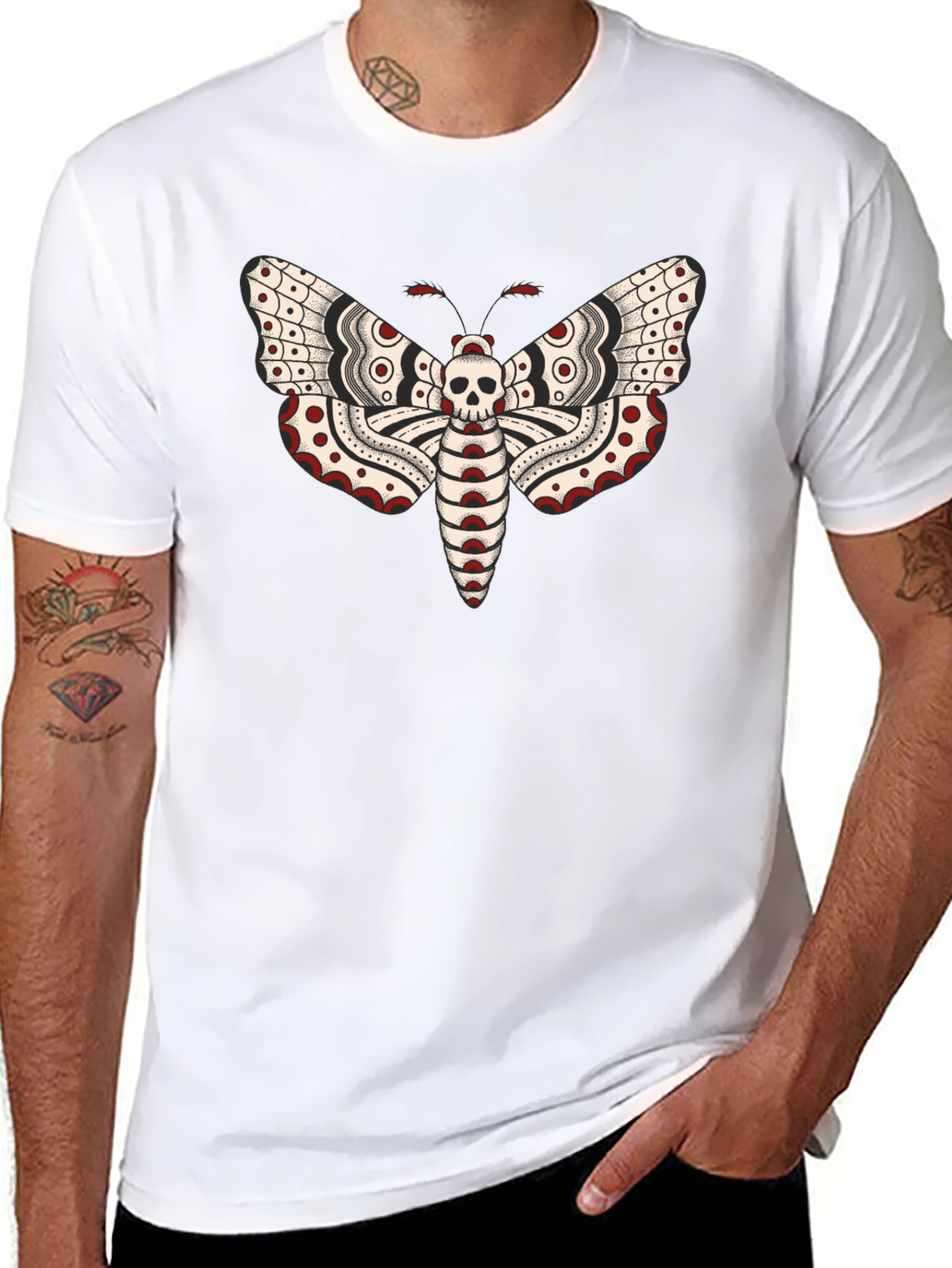 Moth Skull Graphic Tee - Black T-Shirt