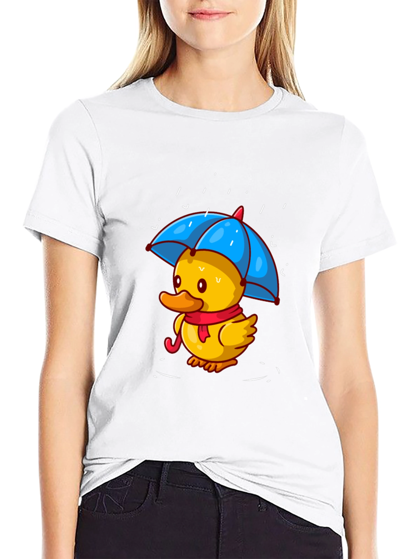 Duck Under Umbrella Black T-Shirt