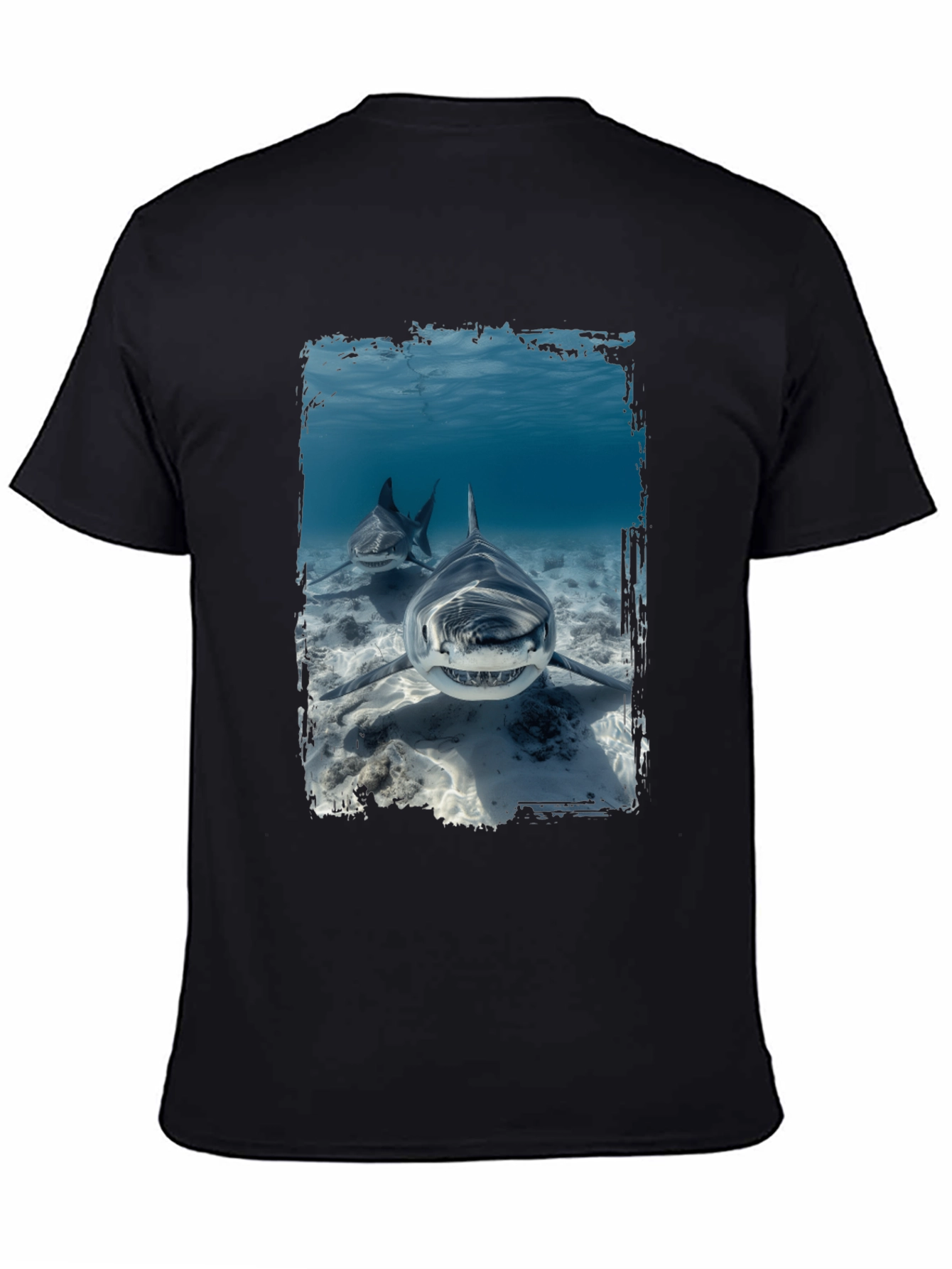 Shark Attack Graphic T-Shirt - Black