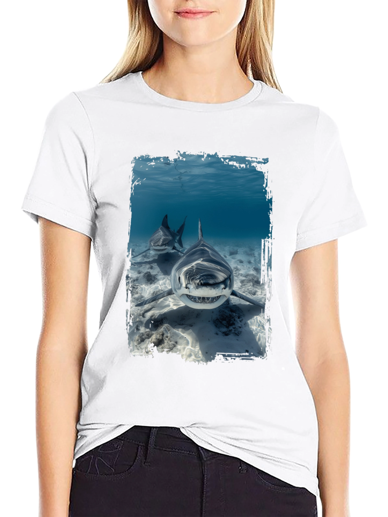 Shark Attack Graphic T-Shirt - Black
