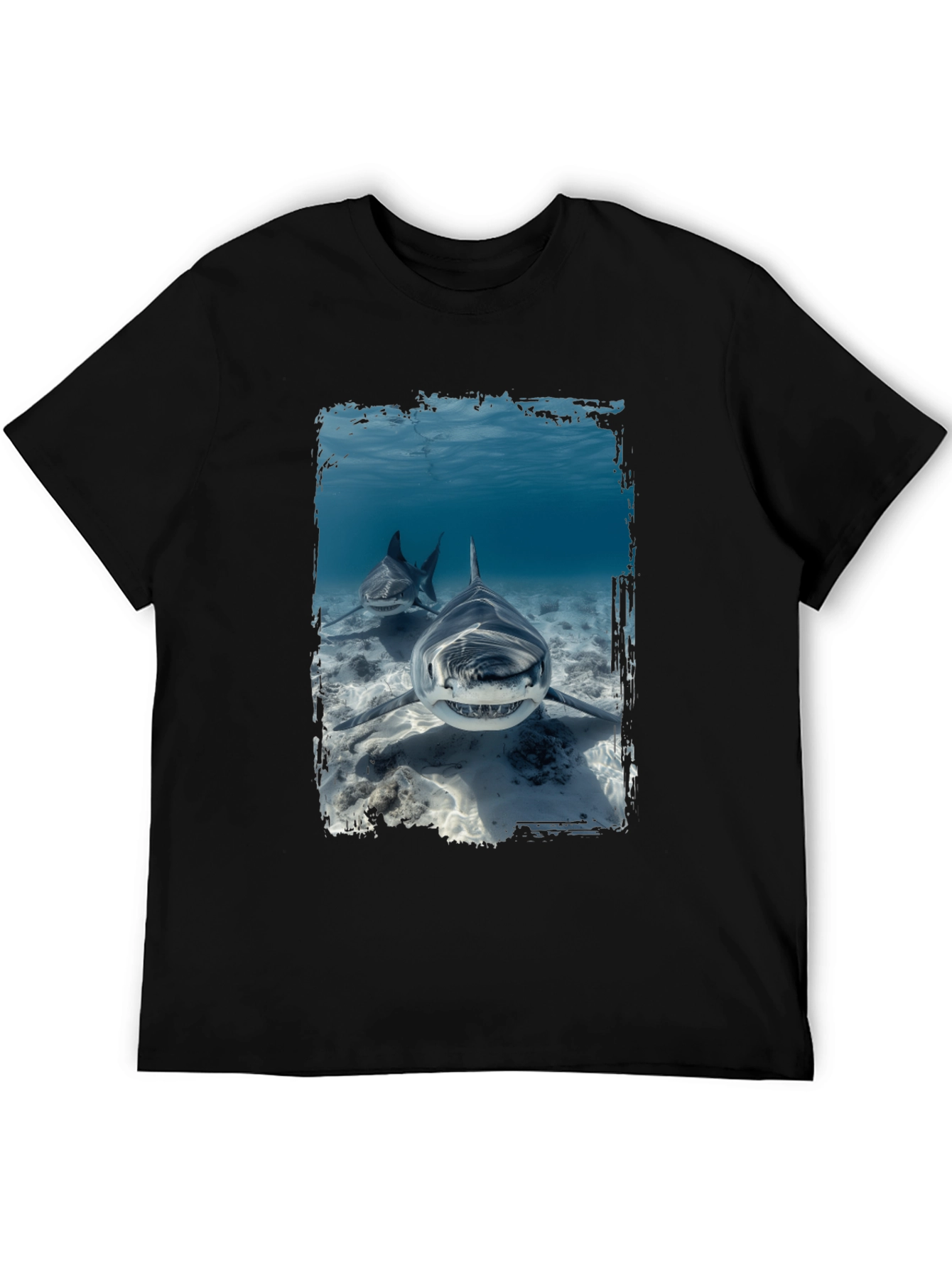 Shark Attack Graphic T-Shirt - Black