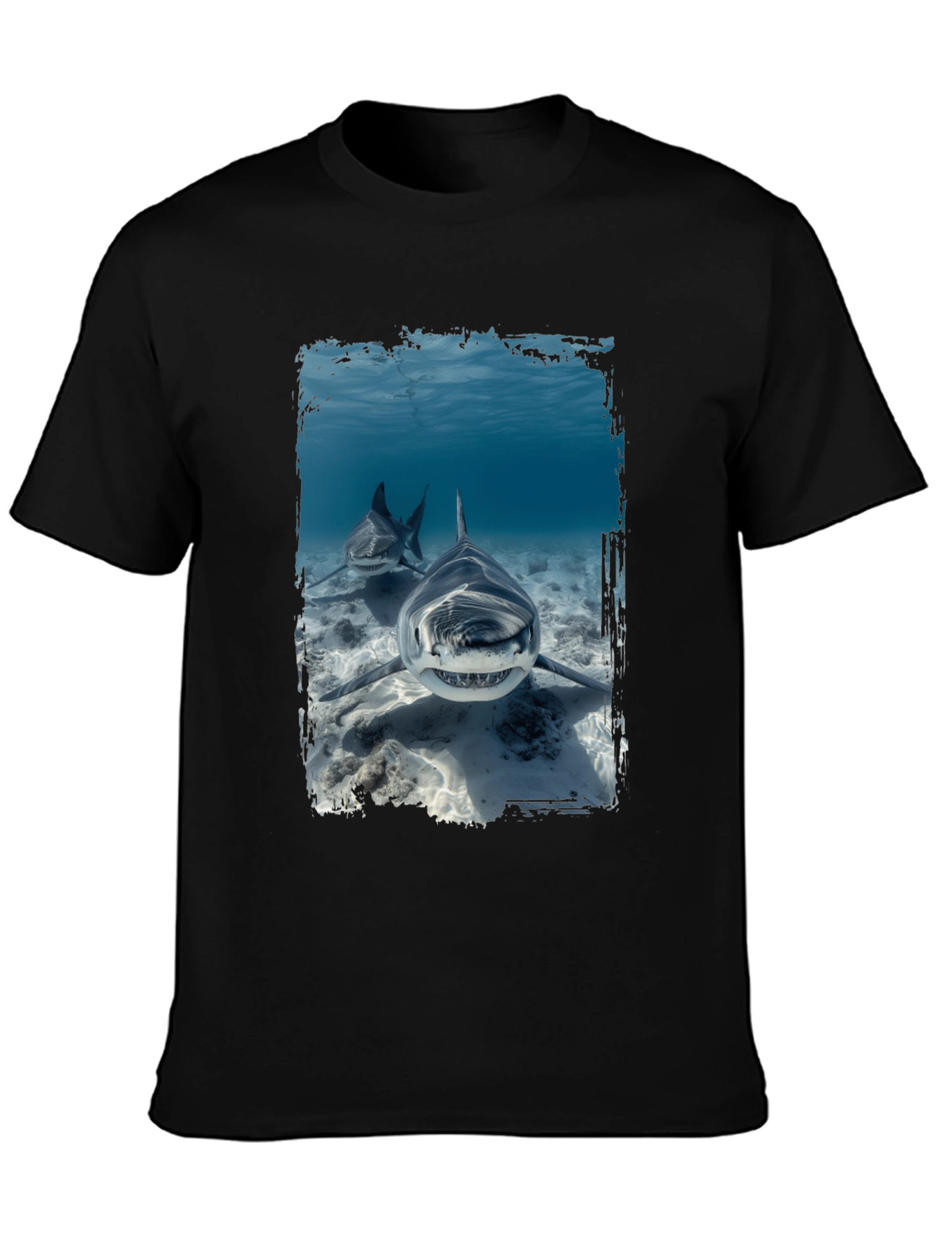 Shark Attack Graphic T-Shirt - Black