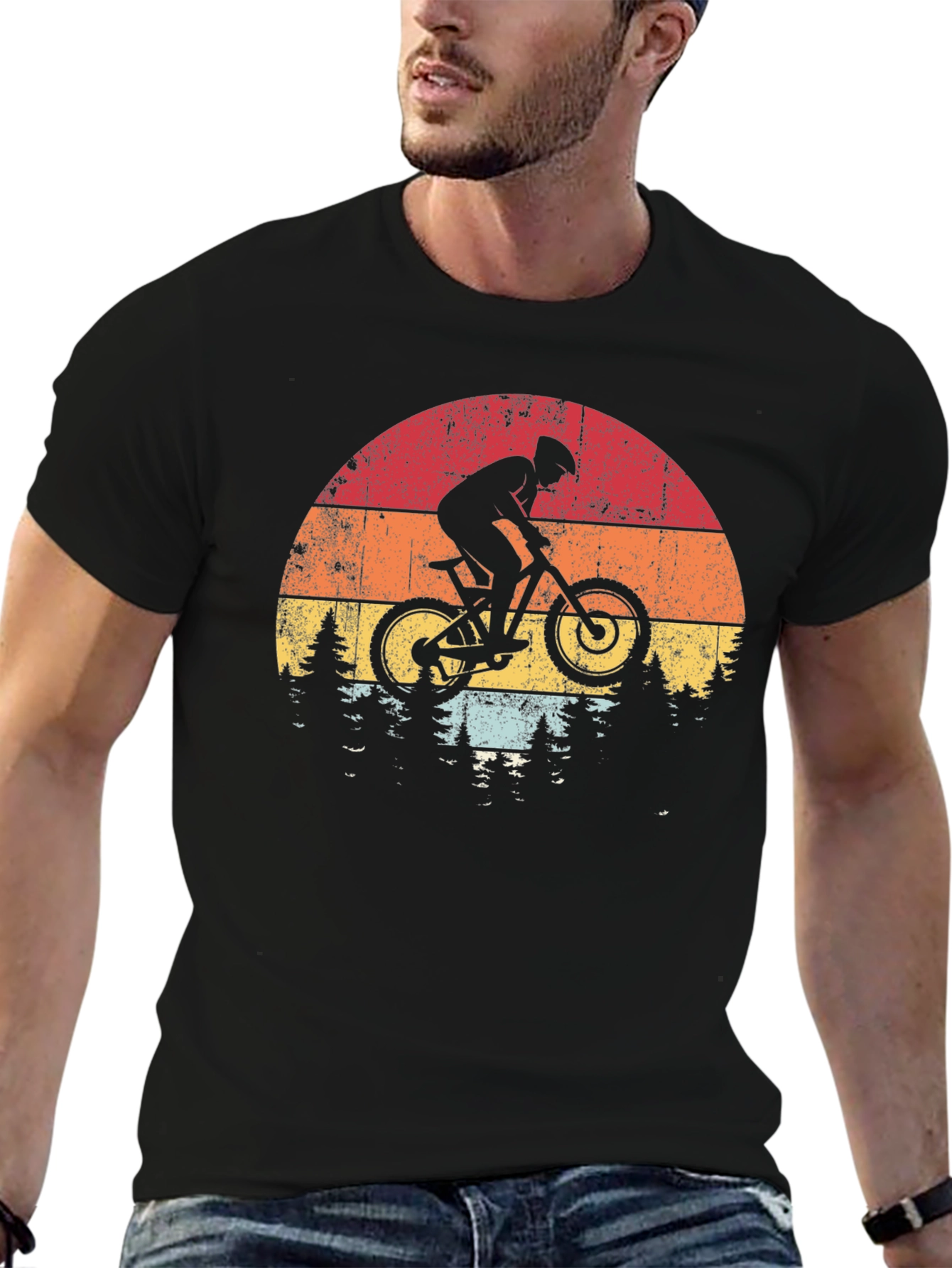 Mountain Biker Sunset Graphic Tee