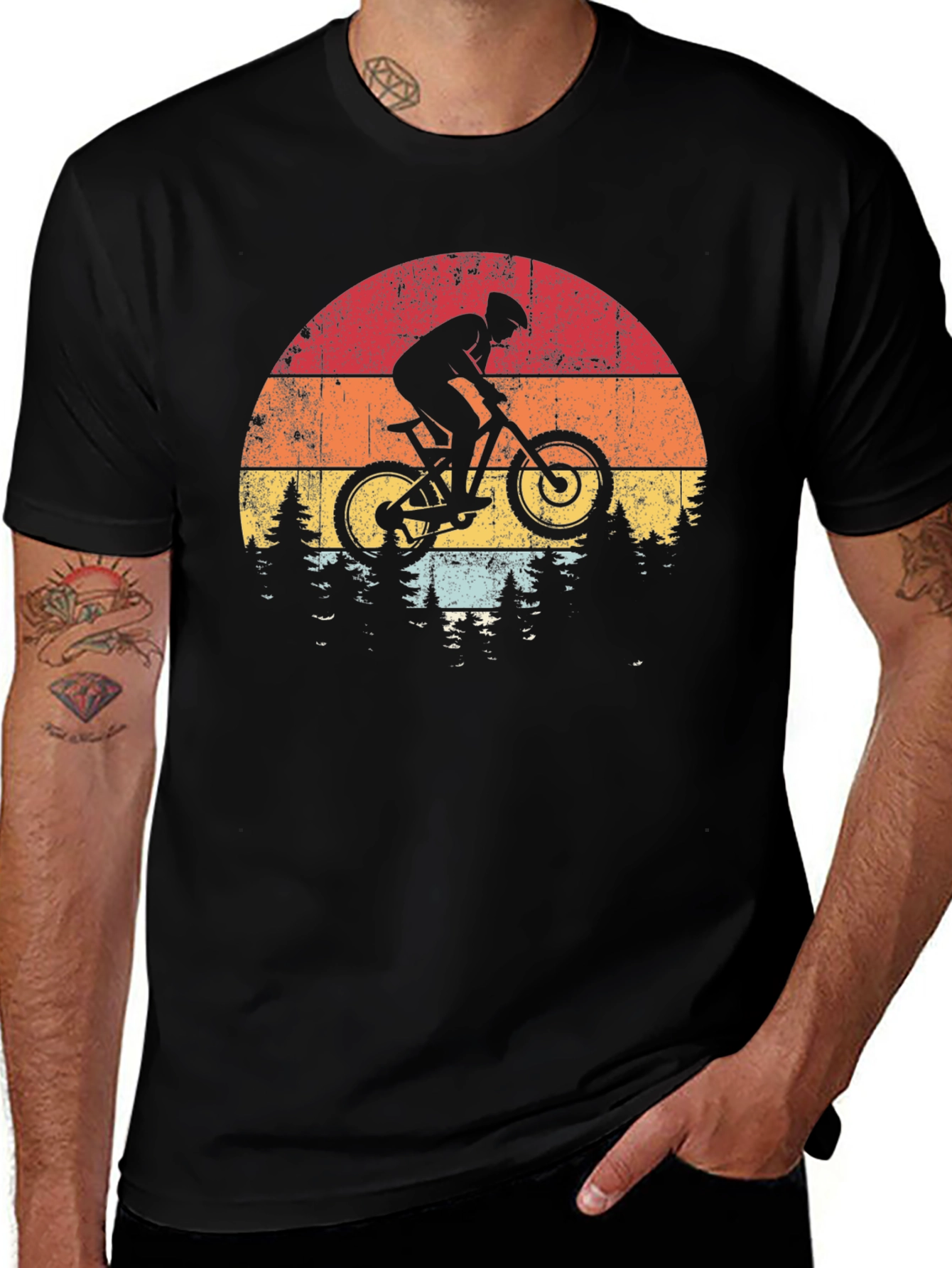 Mountain Biker Sunset Graphic Tee