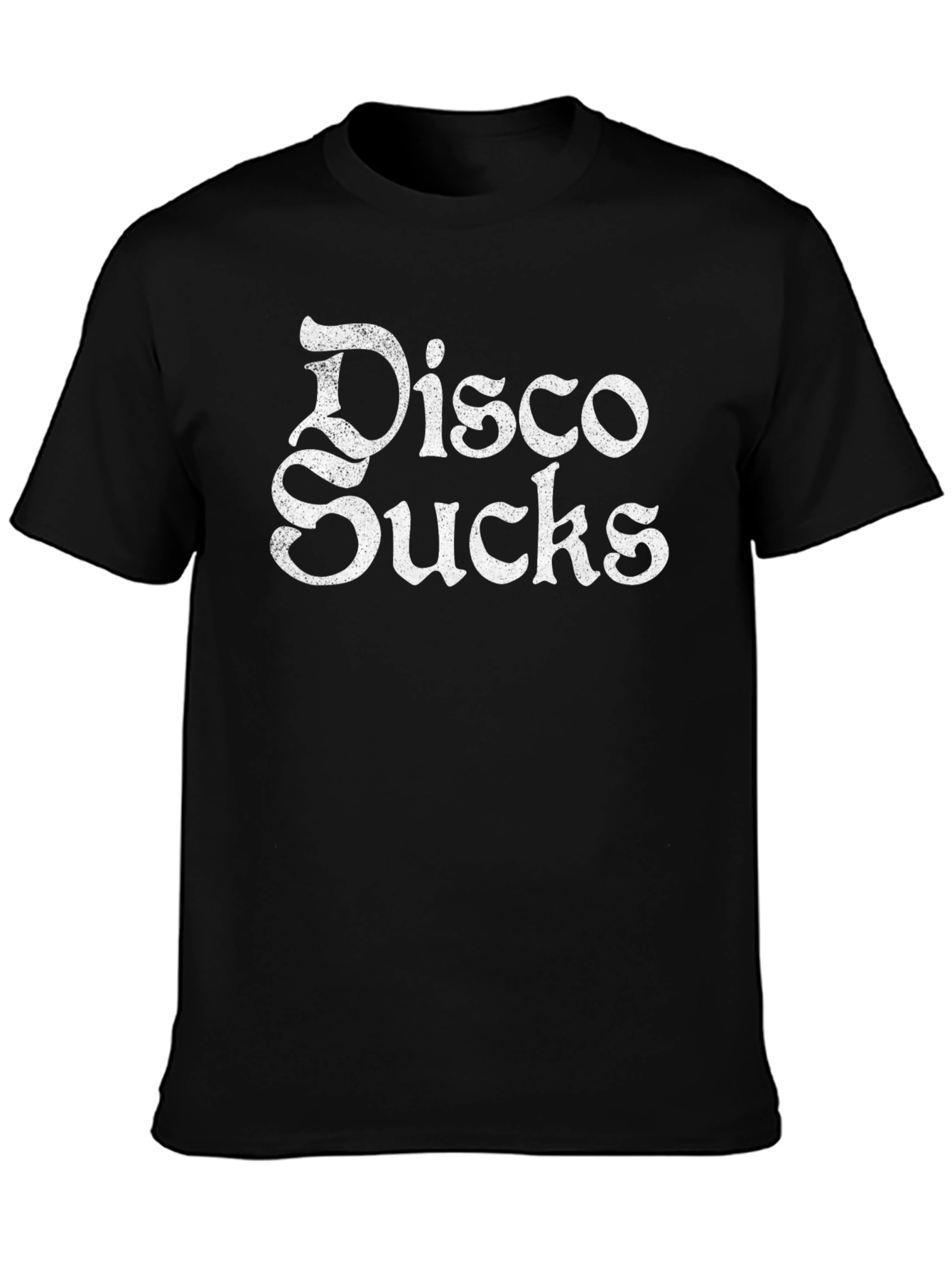 Disco Sucks Graphic Print Black T-Shirt