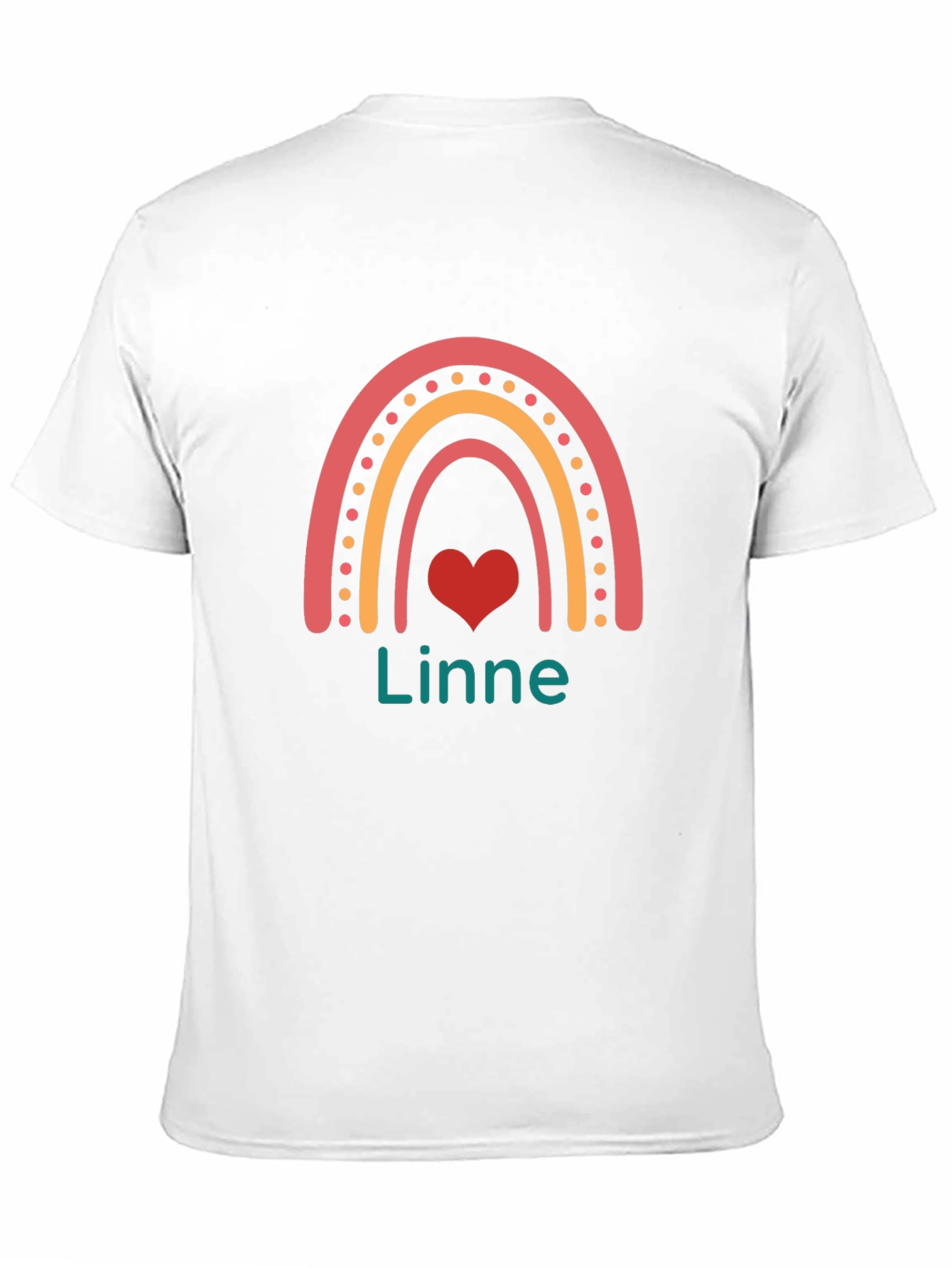 Rainbow Heart Tee: Personalized Linne T-Shirt