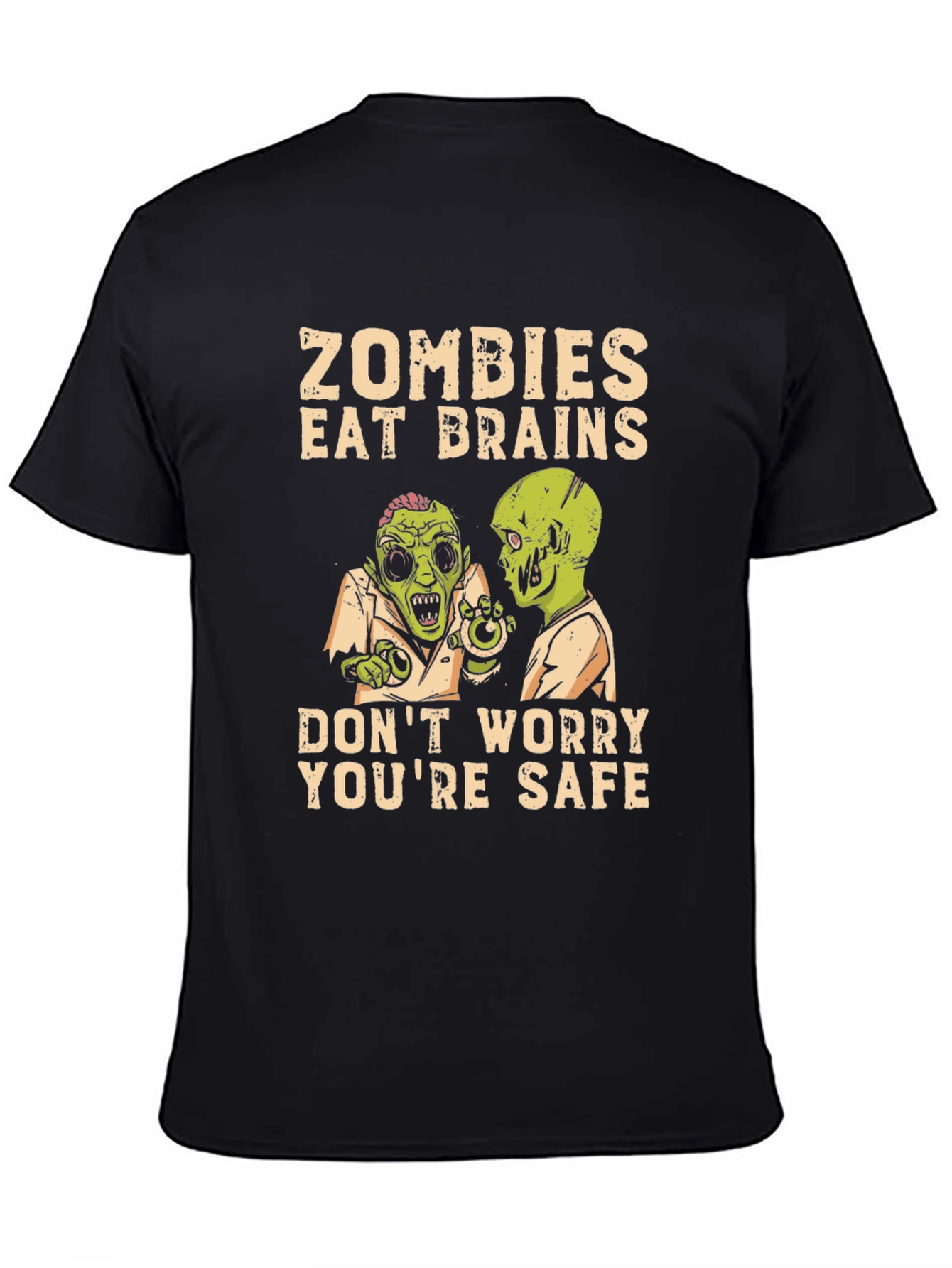 Zombies Eat Brains Graphic Tee - Halloween Humor
