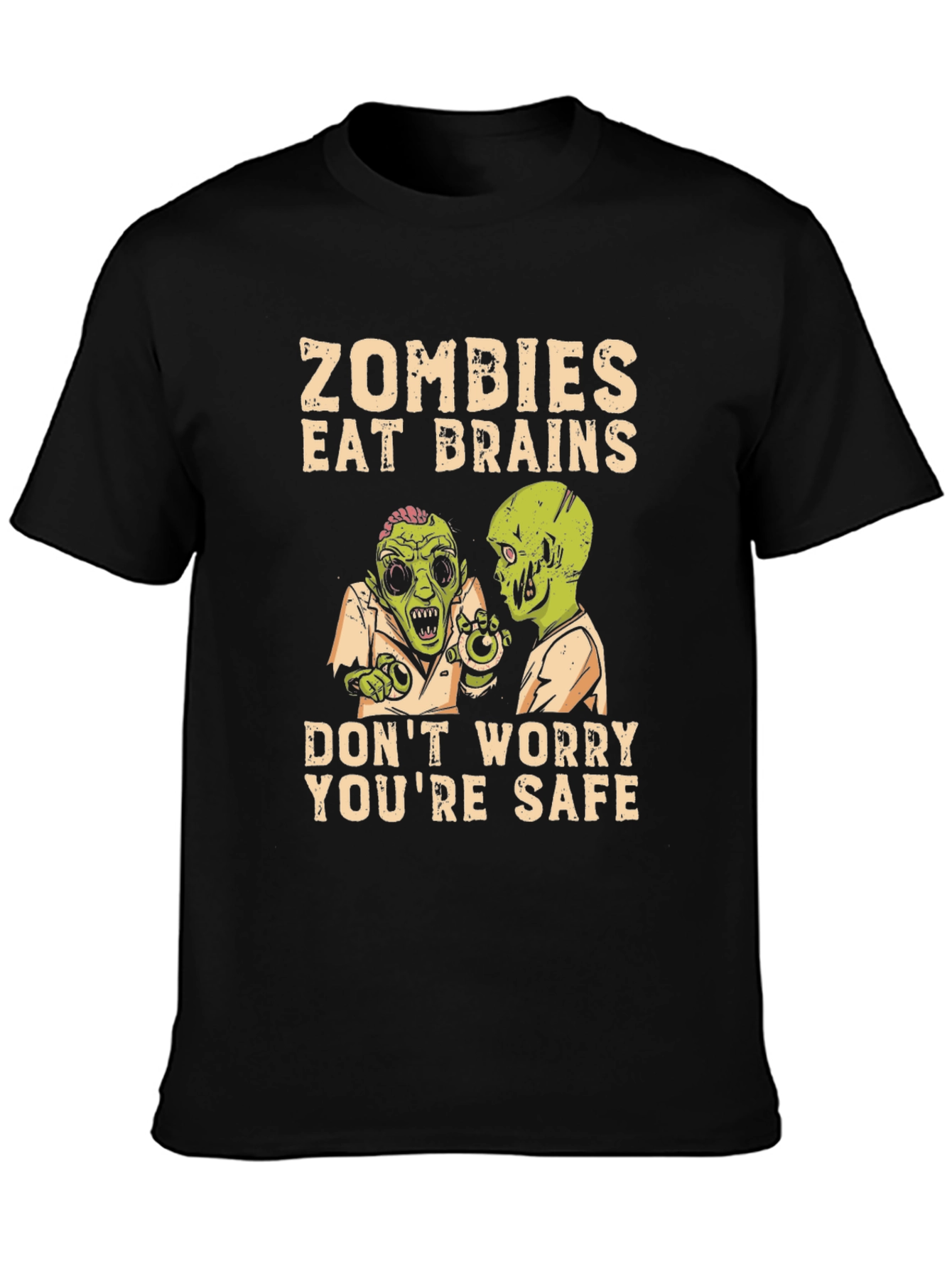 Zombies Eat Brains Graphic Tee - Halloween Humor