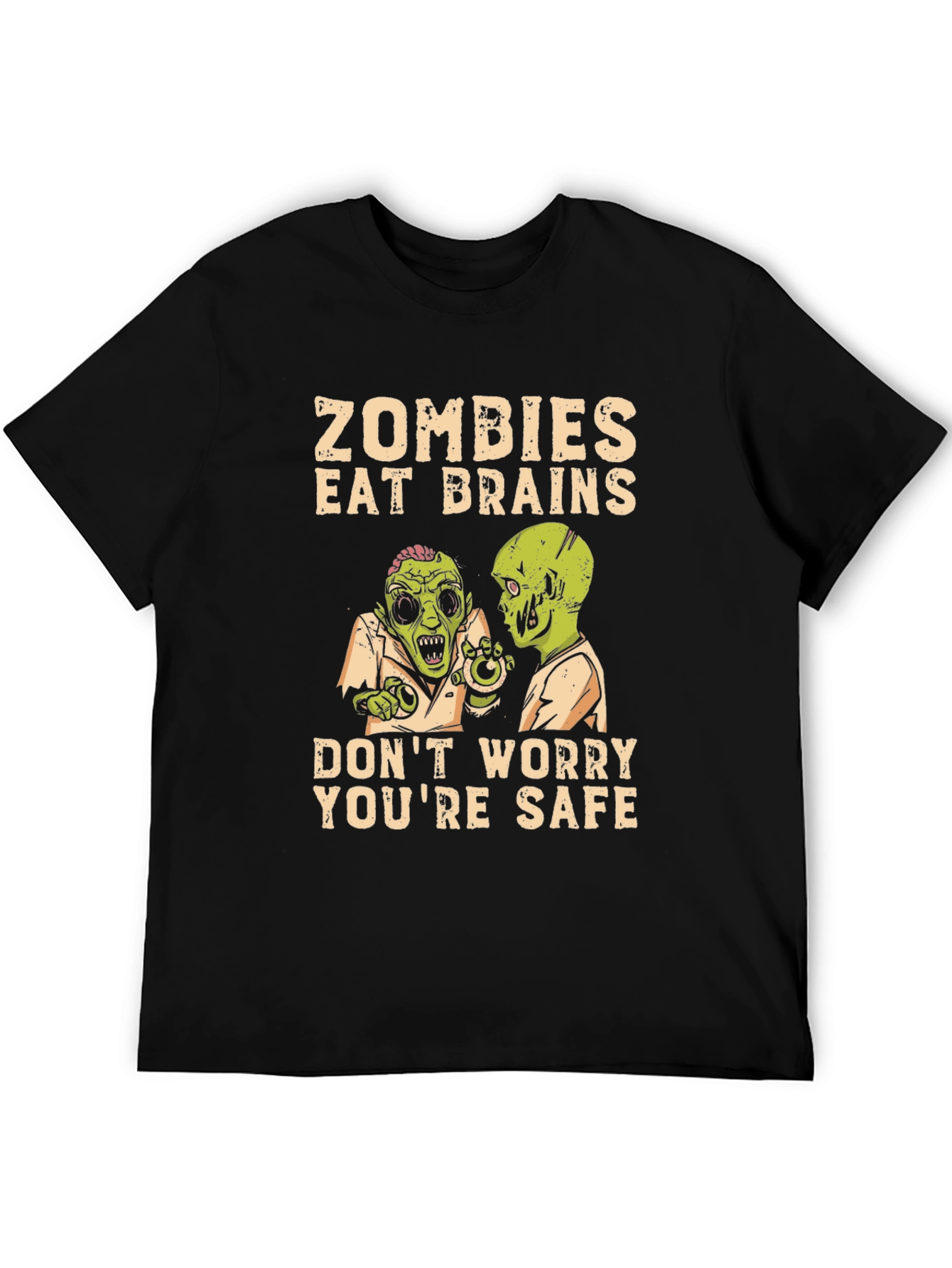 Zombies Eat Brains Graphic Tee - Halloween Humor