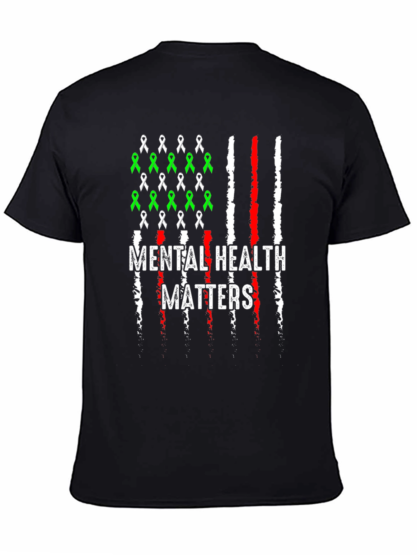 Mental Health Matters T-Shirt - American Flag Ribbon Design