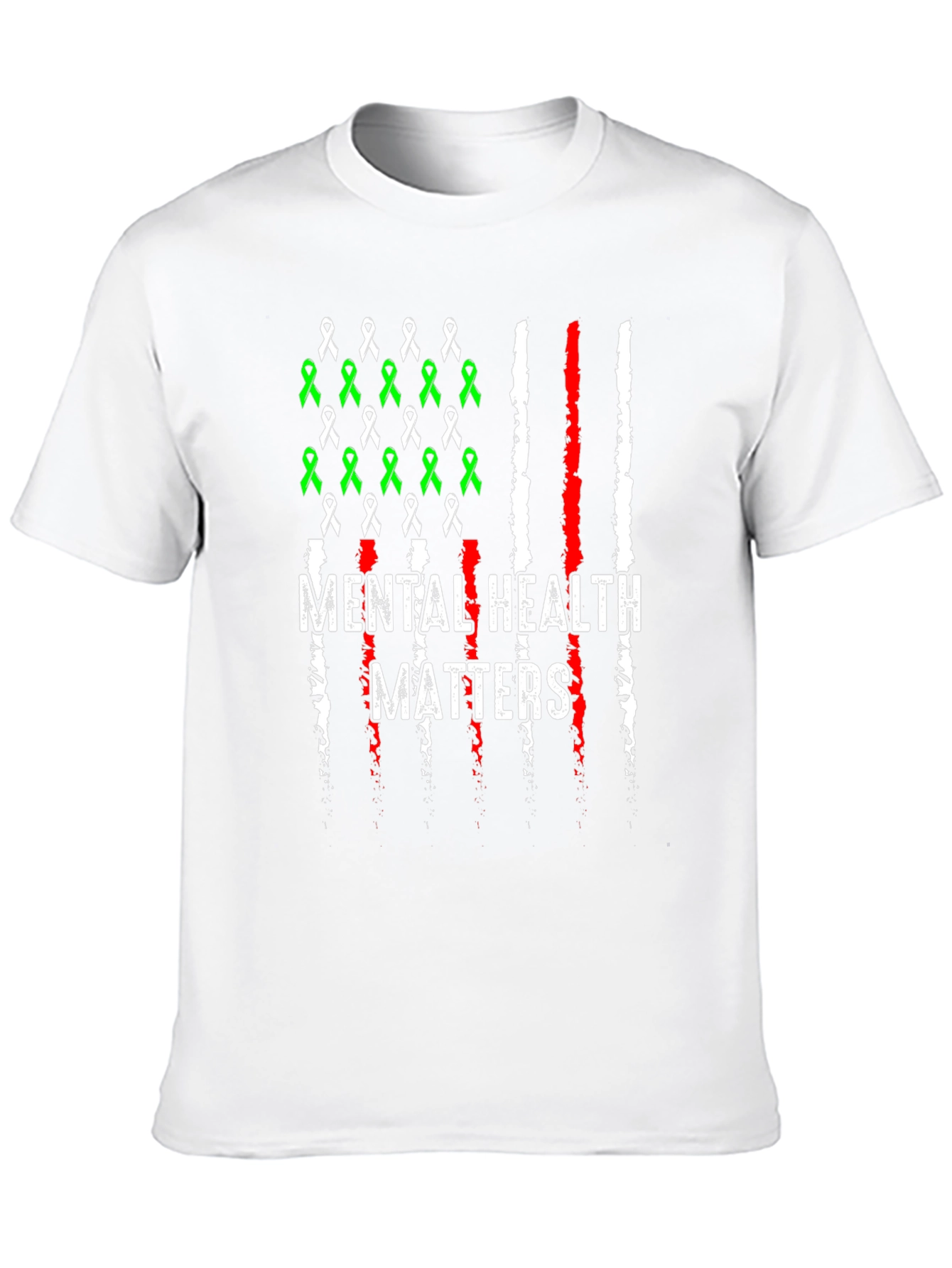 Mental Health Matters T-Shirt - American Flag Ribbon Design