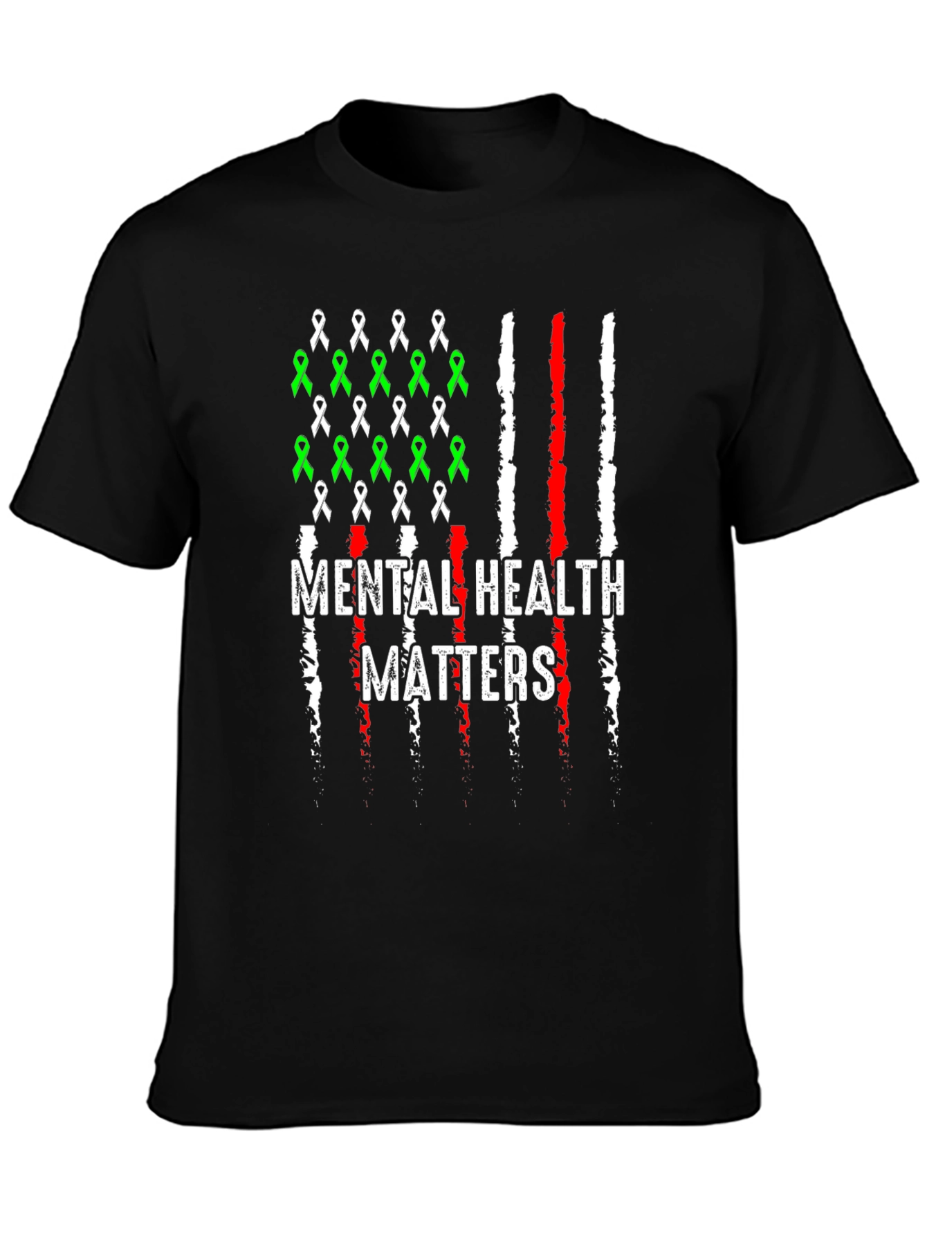 Mental Health Matters T-Shirt - American Flag Ribbon Design