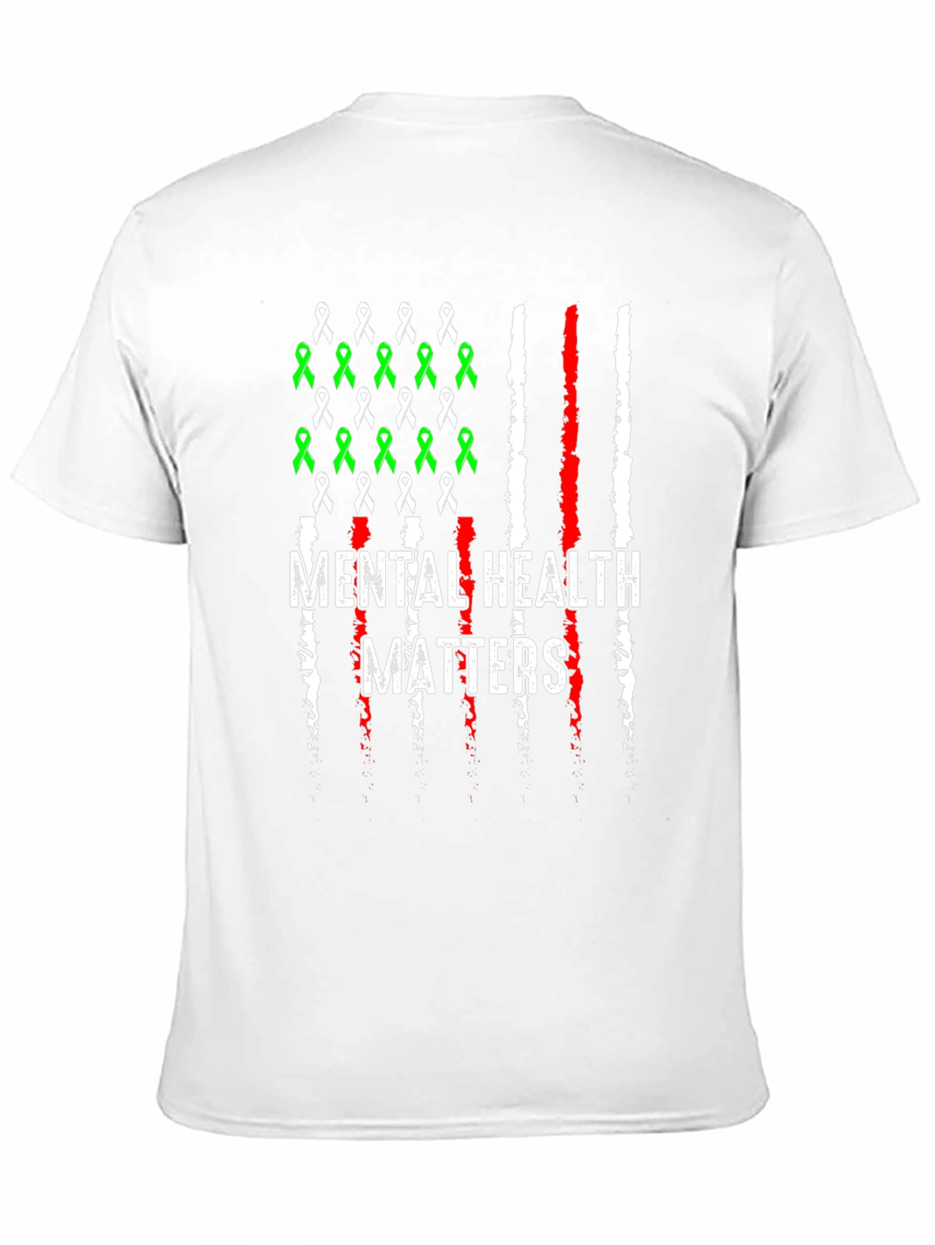 Mental Health Matters T-Shirt - American Flag Ribbon Design