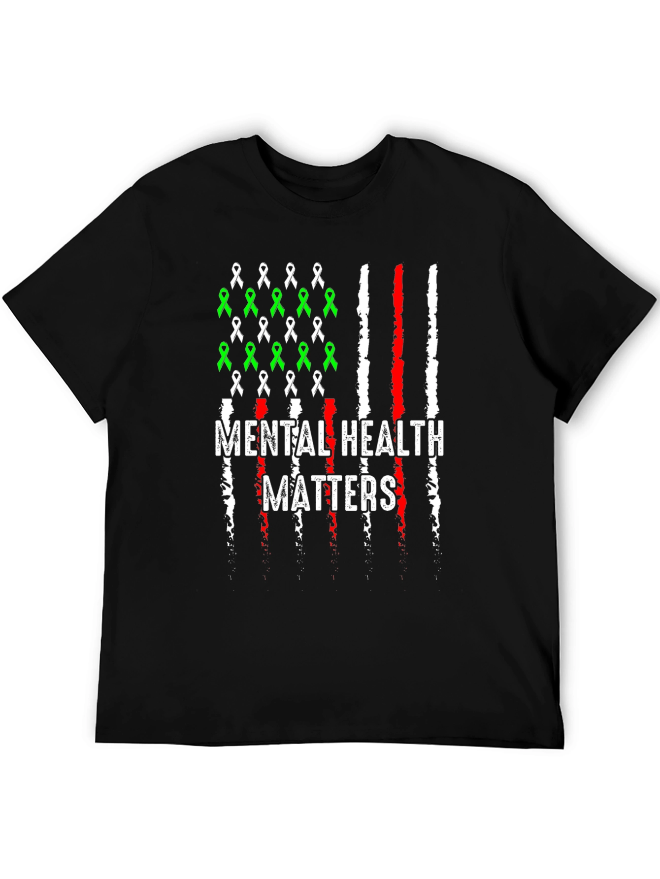 Mental Health Matters T-Shirt - American Flag Ribbon Design
