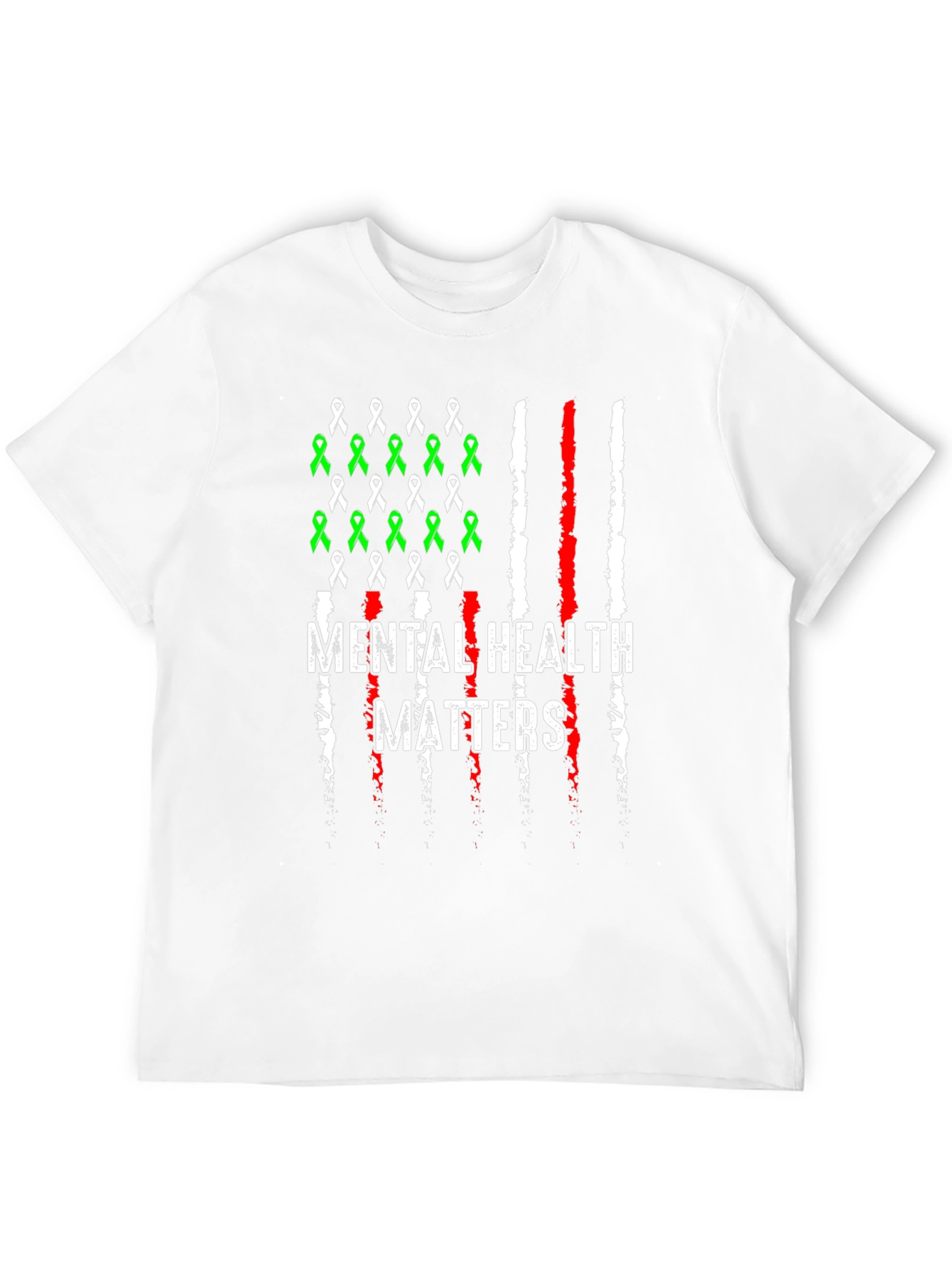 Mental Health Matters T-Shirt - American Flag Ribbon Design