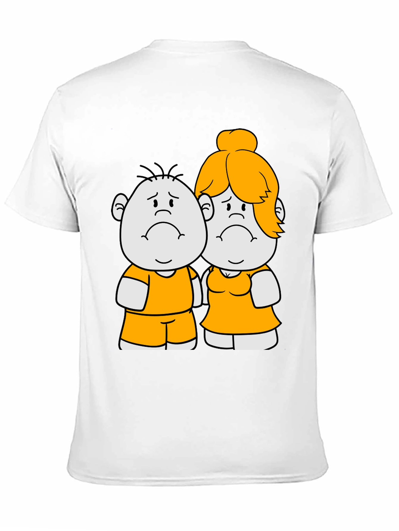 Cartoon Couple Graphic Tee - Black