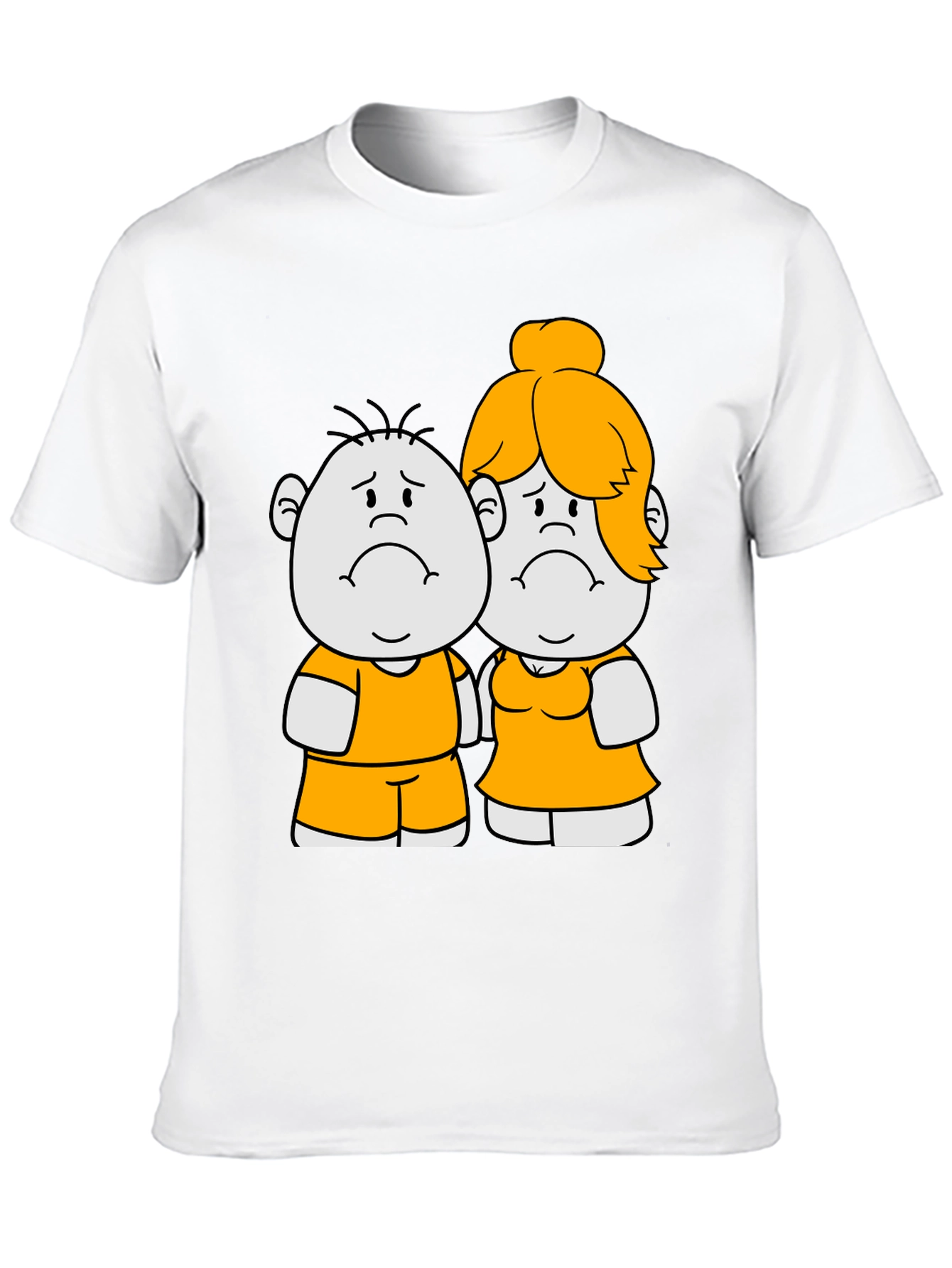 Cartoon Couple Graphic Tee - Black